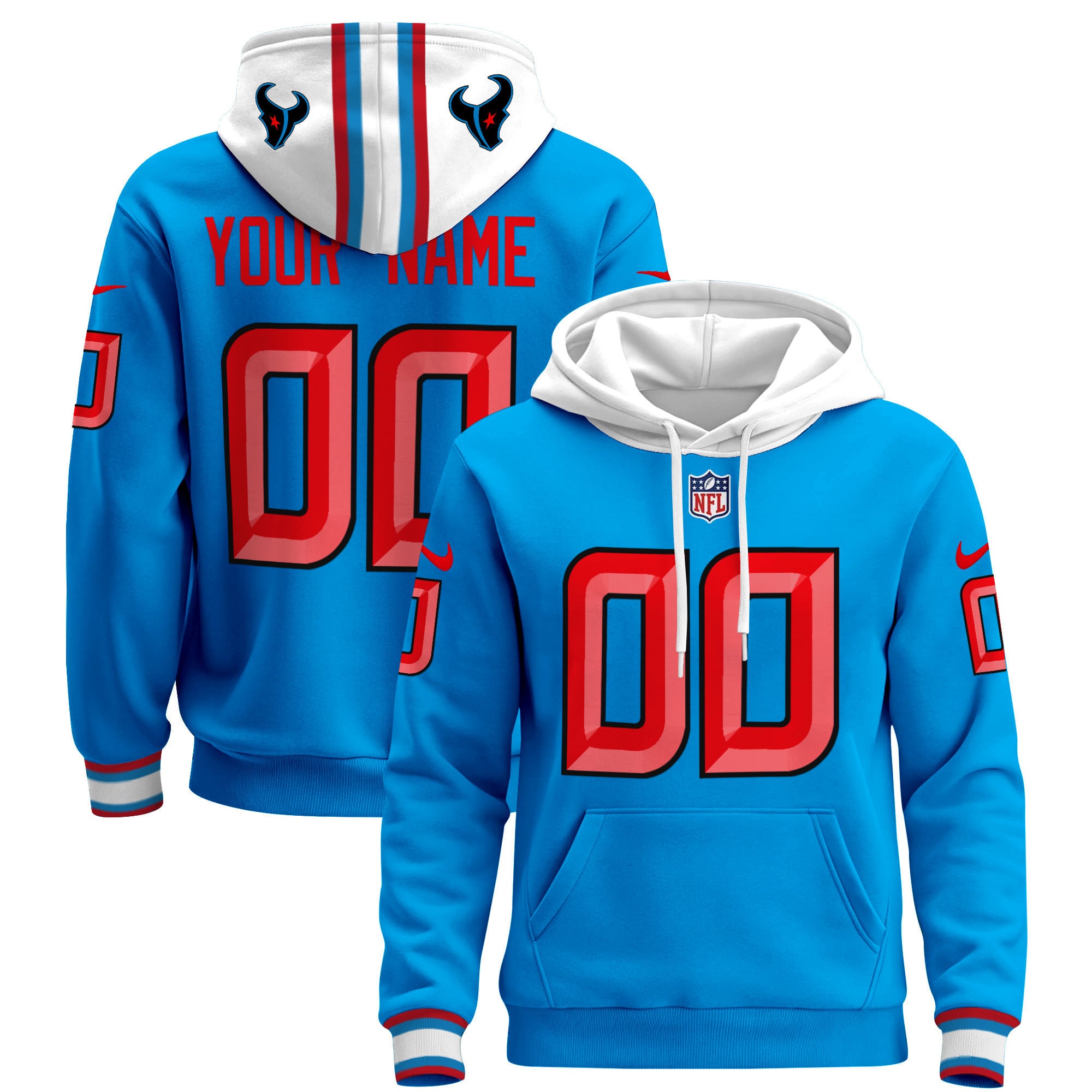 Alternative view of Texans Custom Navy Hoodie - Nike - Personalized NFL Gear