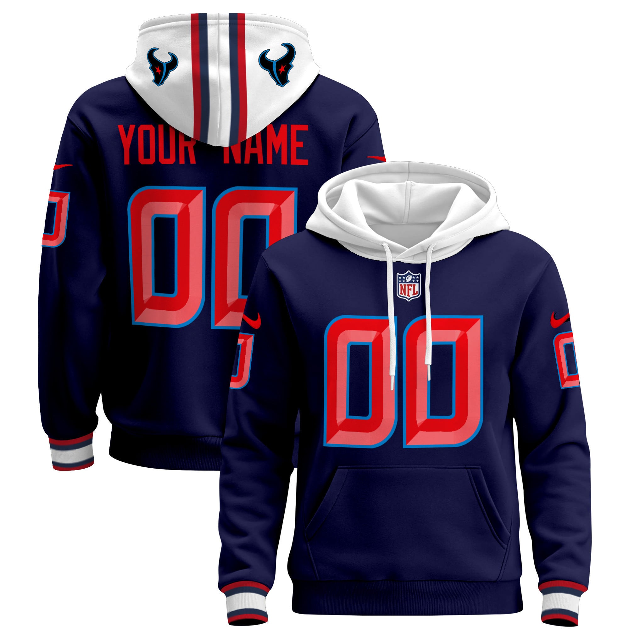 Texans Custom Navy Hoodie - Nike - Personalized NFL Gear