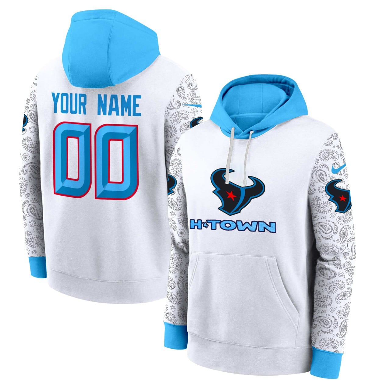 Texans Custom White Hoodie - Nike - Personalized H-Town Style