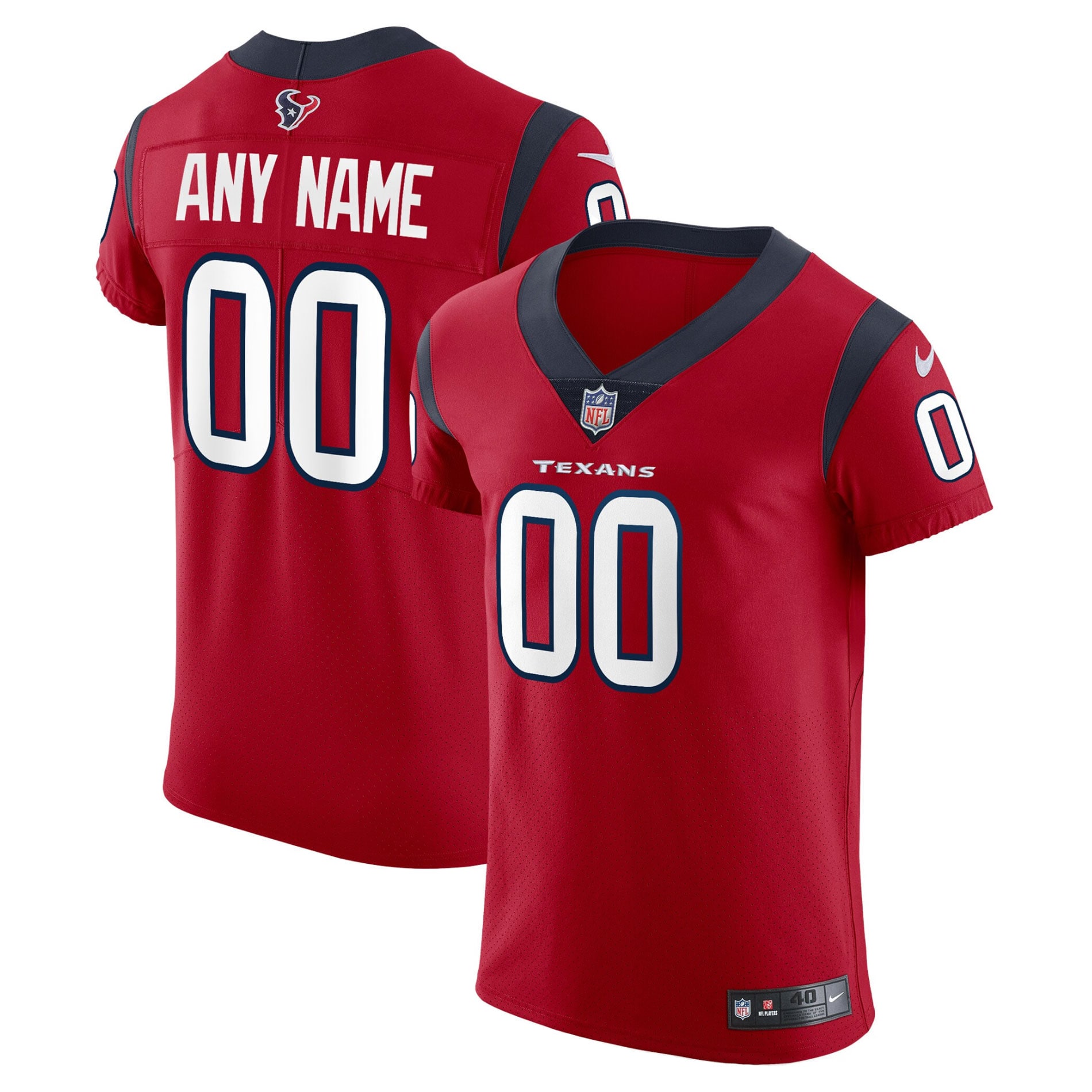 Alternative view of Texans Red Custom Jersey - Nike - Personalized NFL Gear
