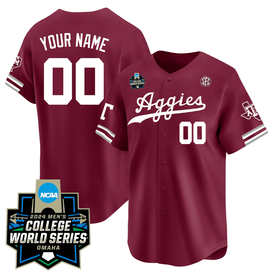 Alternative view of Texas A&M Gray Baseball Jersey - College World Series 2024