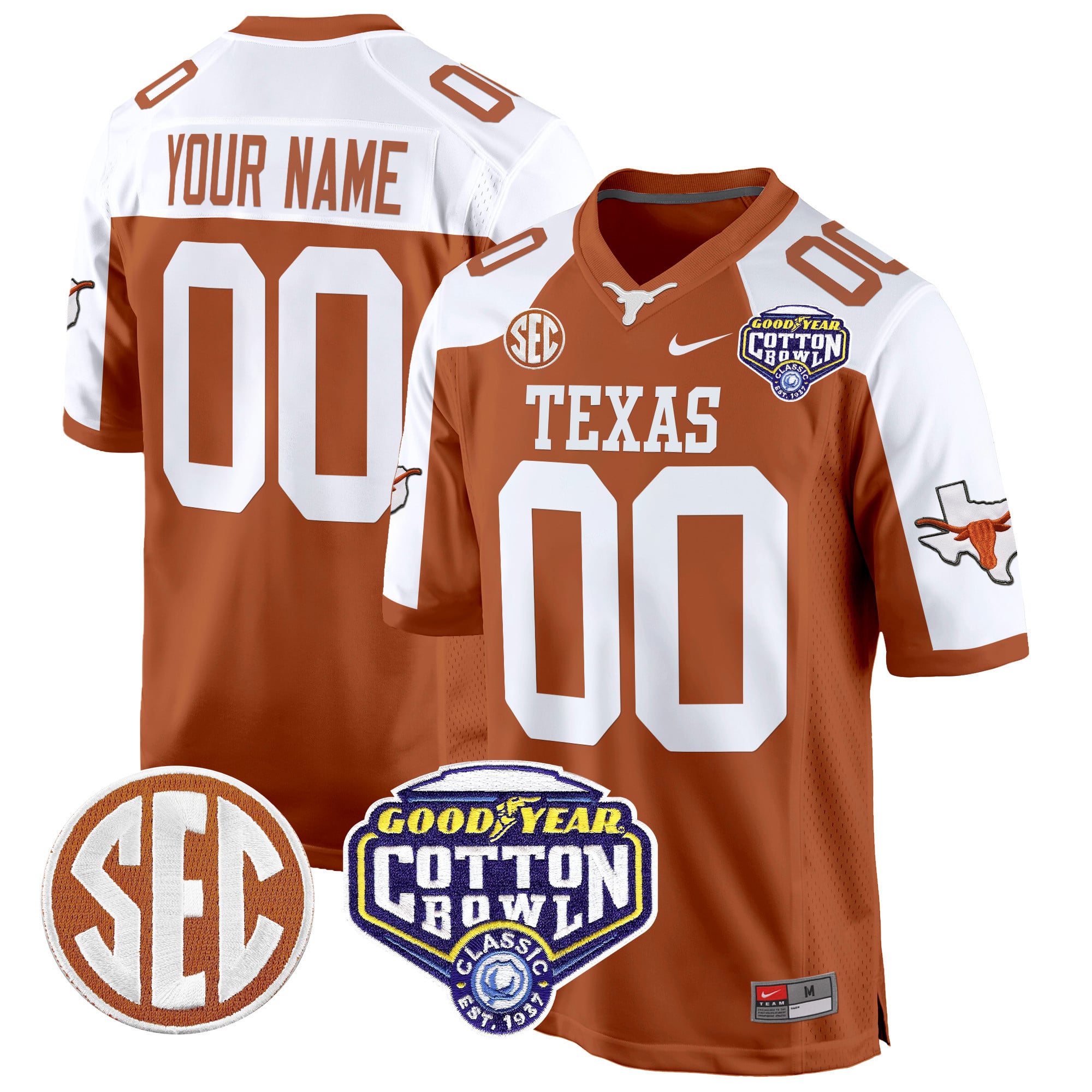 Alternative view of Texas Longhorns Black Jersey nike - Nike Texas Longhorns #00 Black