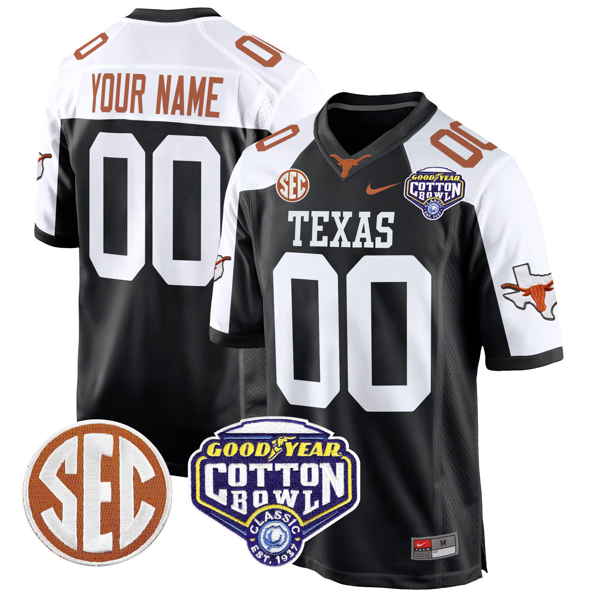 Texas Longhorns Black Jersey nike - Nike Texas Longhorns #00 Black