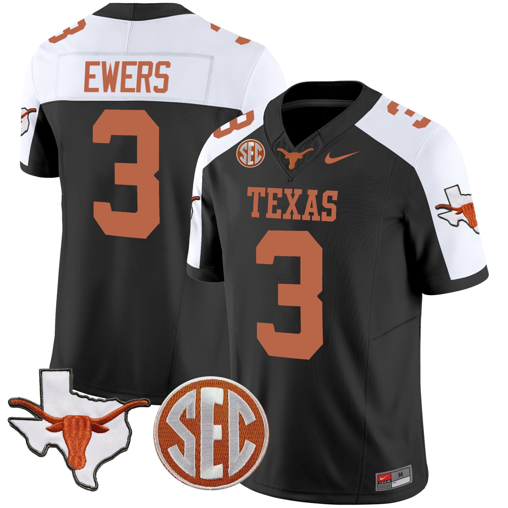 Alternative view of Texas Longhorns Black Jersey - Nike Texas Longhorns Manning #16 Black