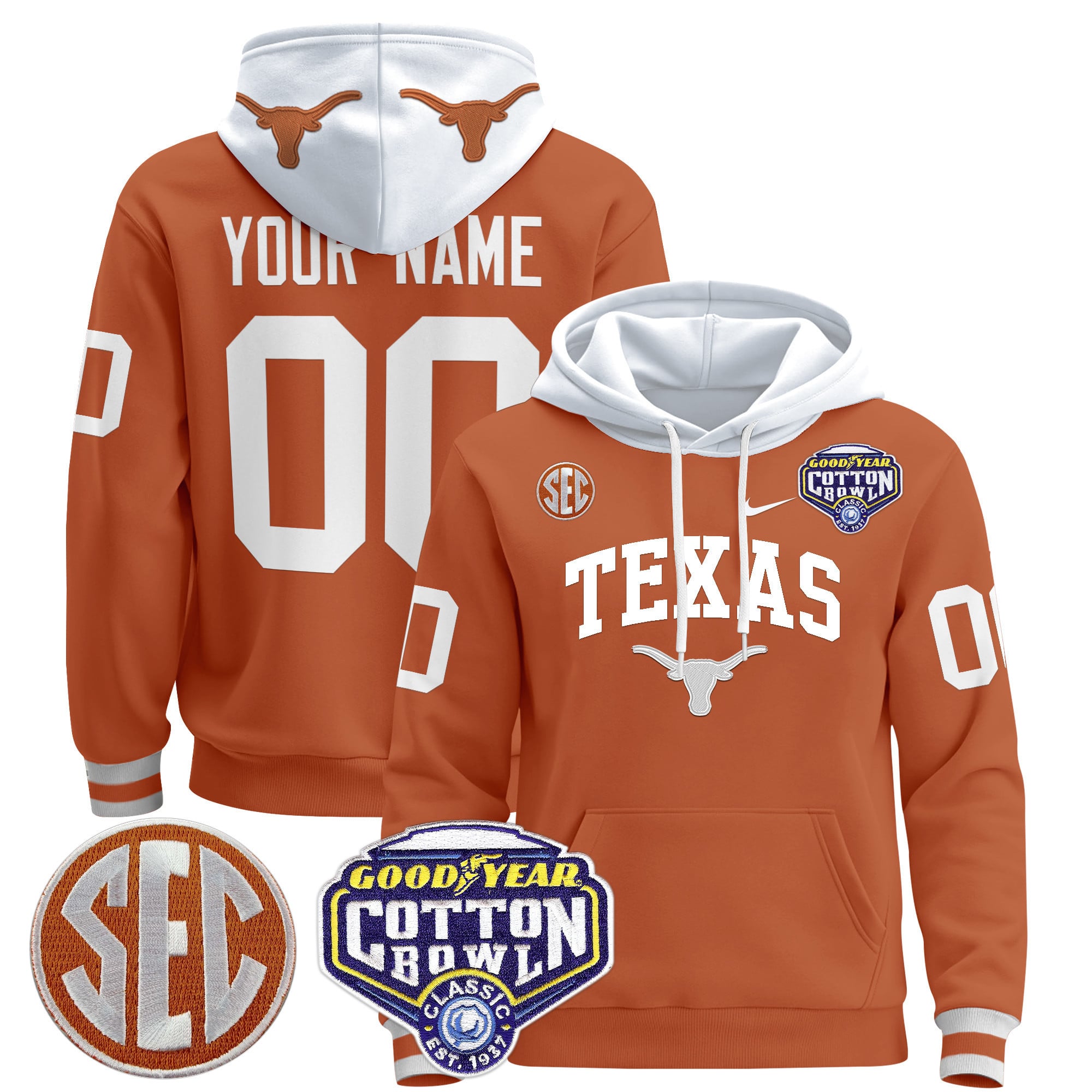 Alternative view of Texas Longhorns Cotton Bowl Hoodie - Texas Longhorns Black Cotton Bowl