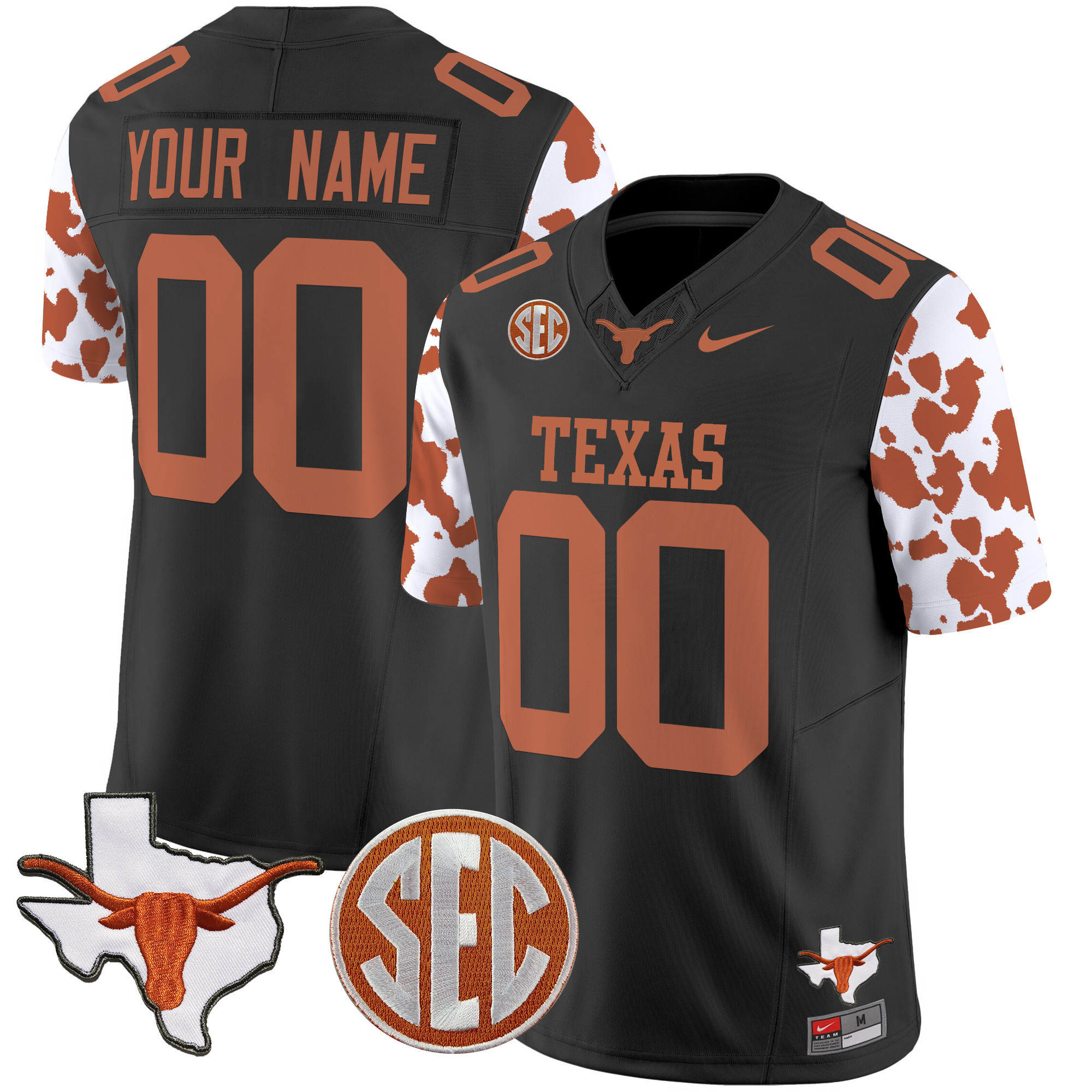 Texas Longhorns Cow Print Jersey - Nike Texas Longhorns Black Jersey