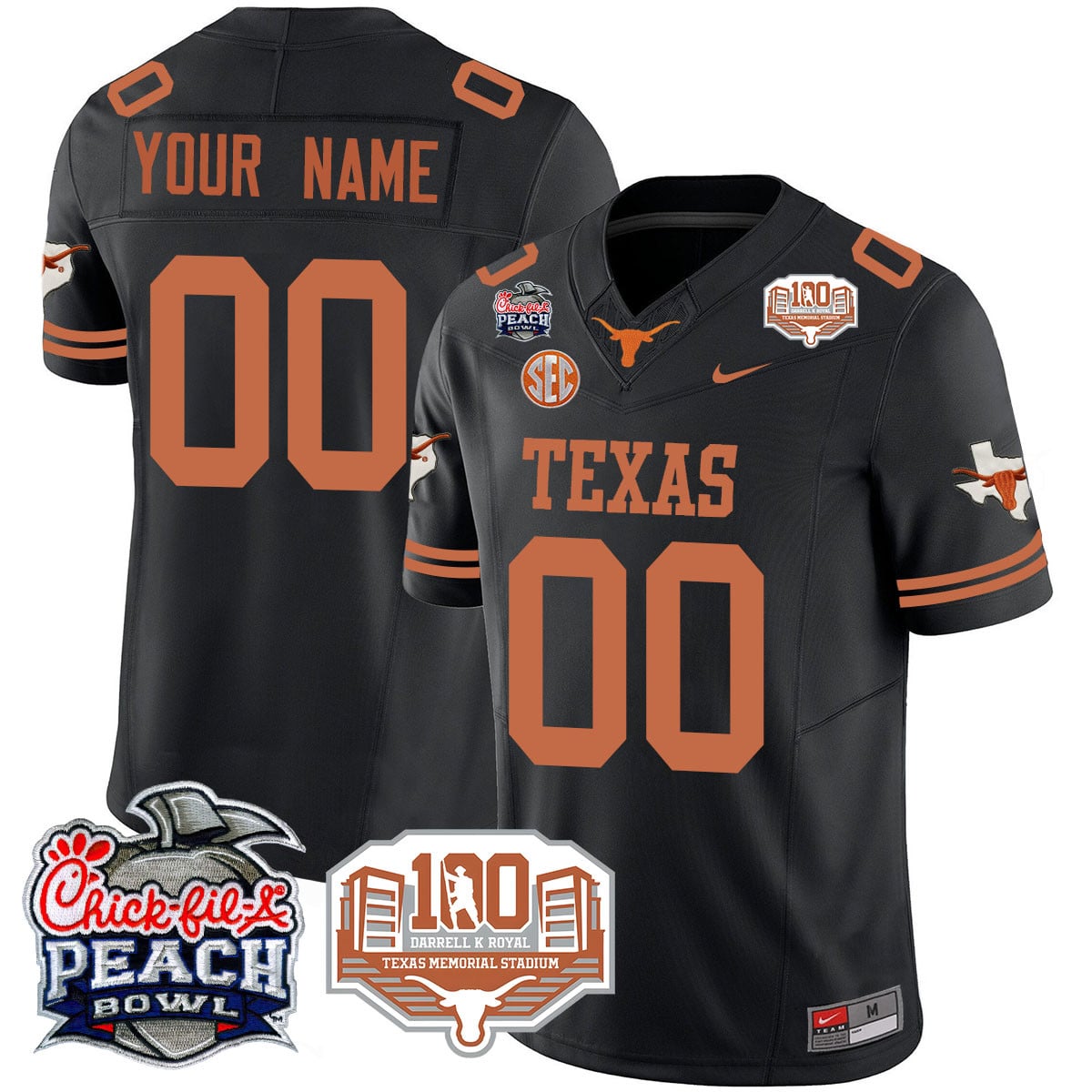 Alternative view of Texas Longhorns Custom Jersey - Nike Texas Longhorns Jersey - Burnt