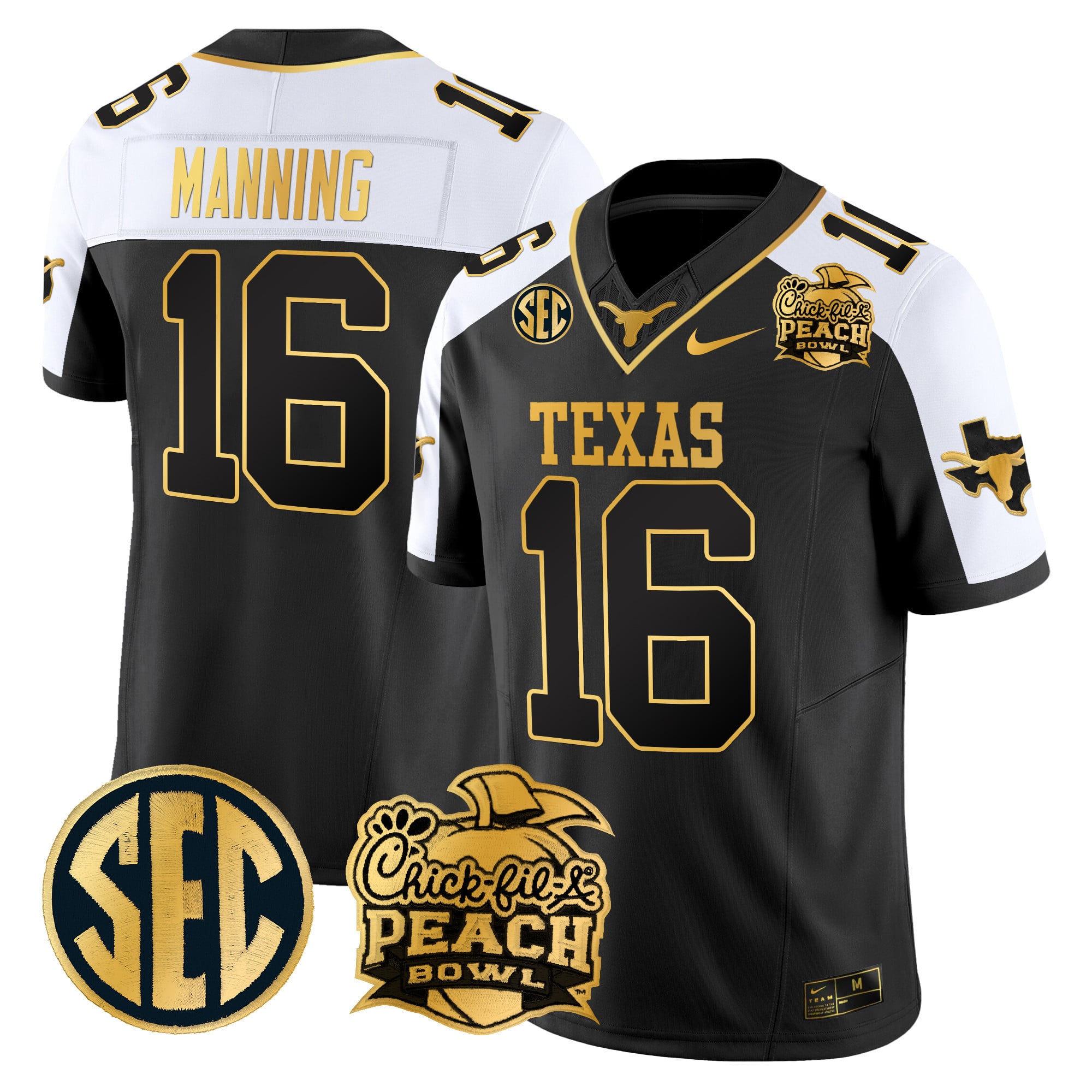 Texas Longhorns Peach Bowl Jersey - Nike Texas Longhorns #16 Black