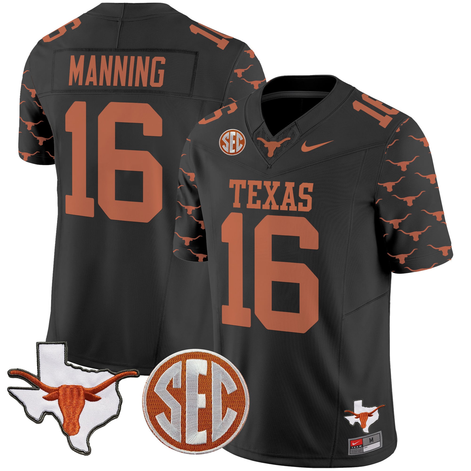 Texas Manning #16 Black Jersey - Nike - Limited Edition