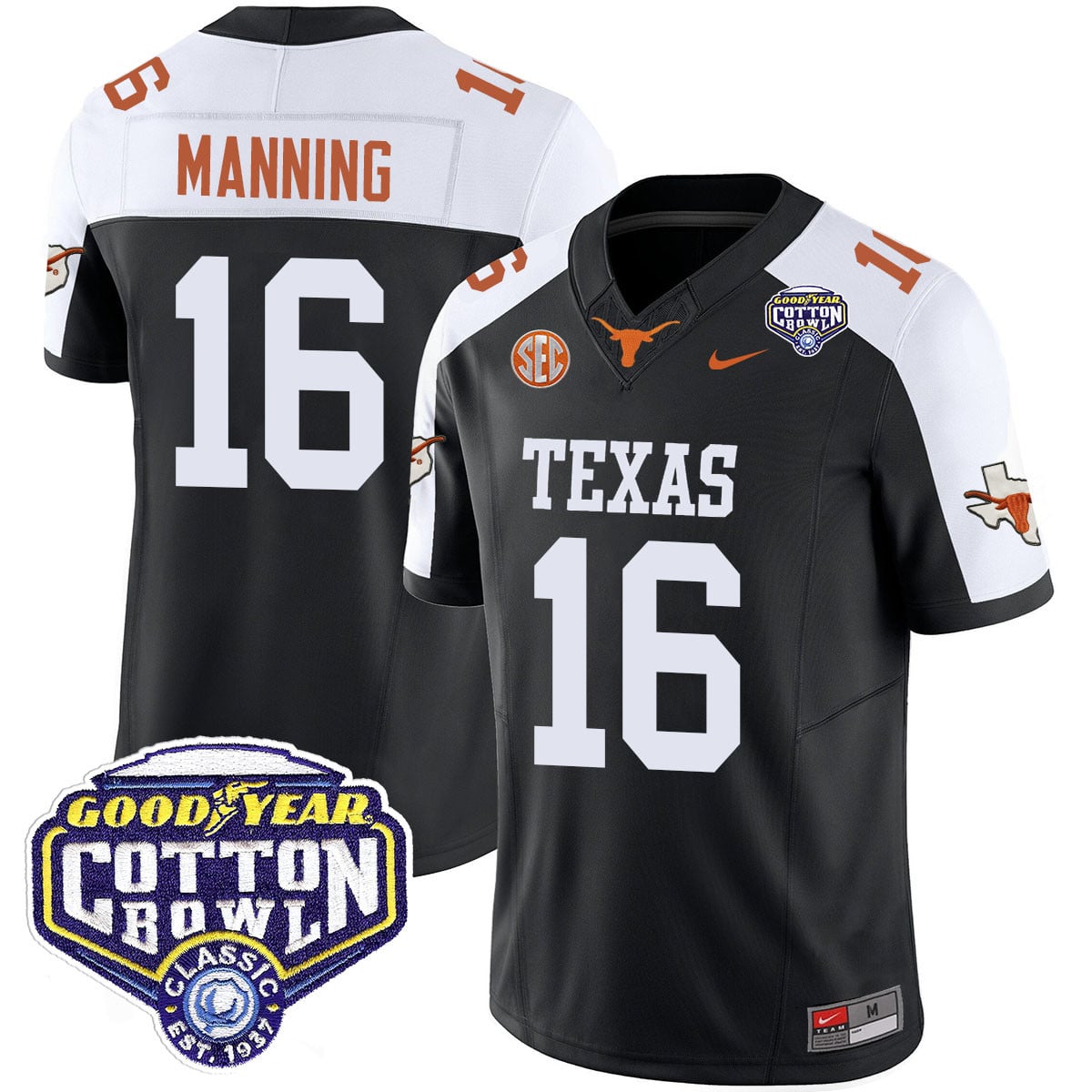Texas Manning Cotton Bowl Jersey nike - Nike Texas Manning #16 Black
