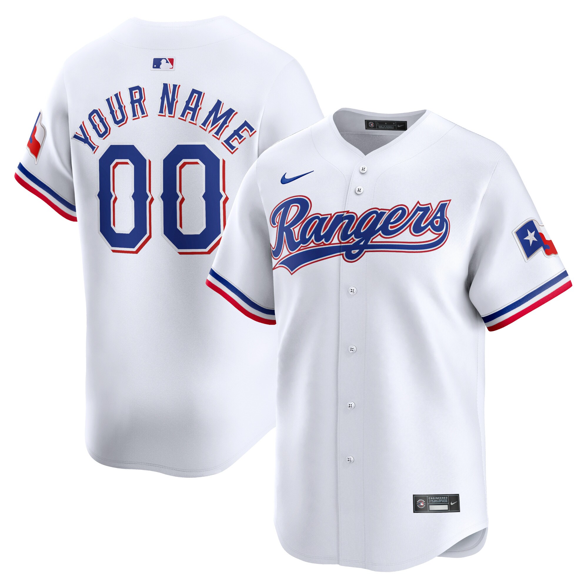 Texas Rangers Custom Jersey - Nike Texas Rangers Custom White Jersey