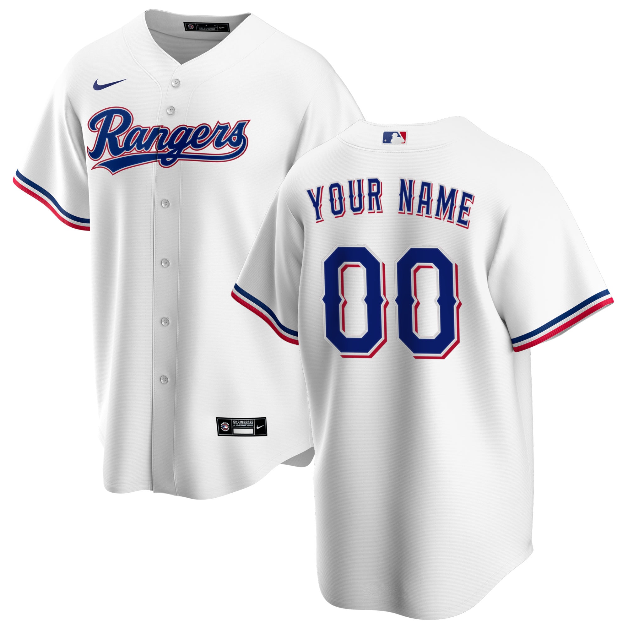 Texas Rangers Home Custom Jersey - White
