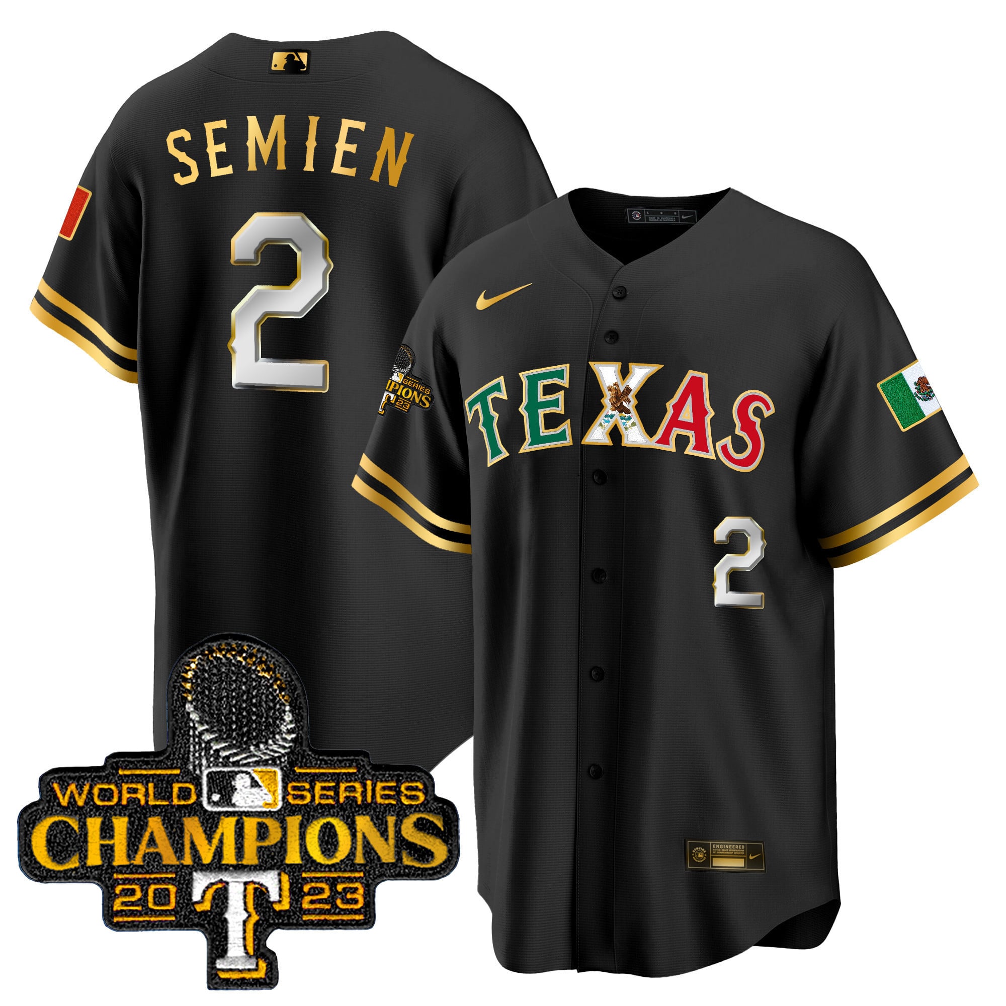 Alternative view of Texas Rangers Seager Black Jersey - Nike Texas Rangers Black Jersey