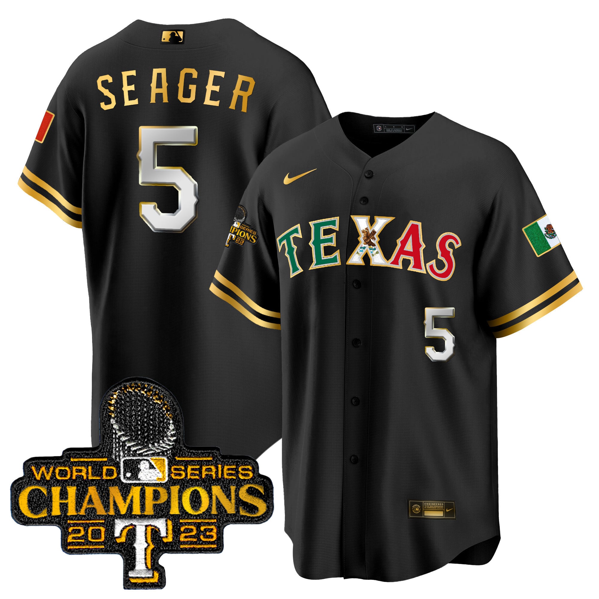 Texas Rangers Seager Black Jersey - Nike Texas Rangers Black Jersey