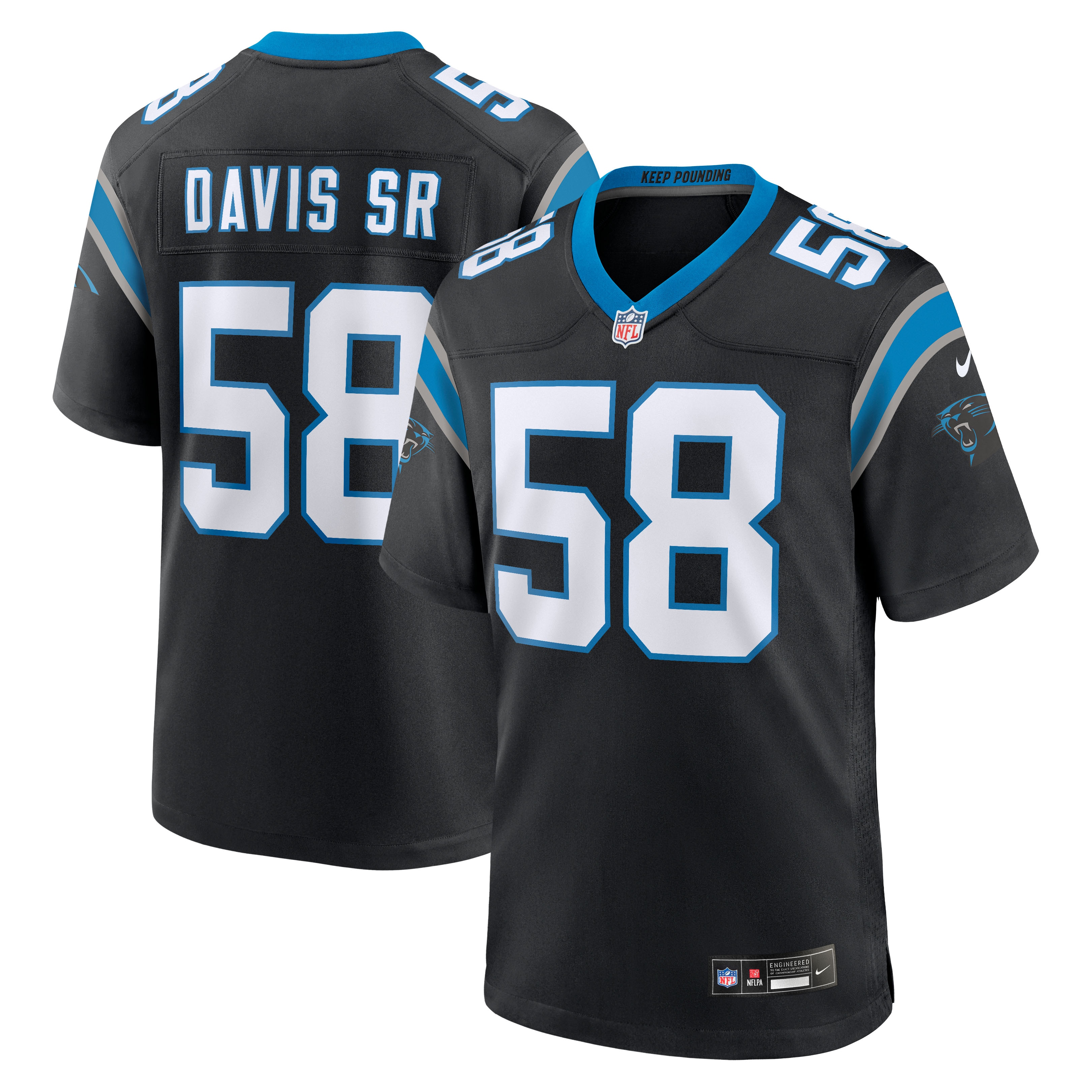 Thomas Davis Sr. Carolina Panthers Team Retired Game Jersey - Black