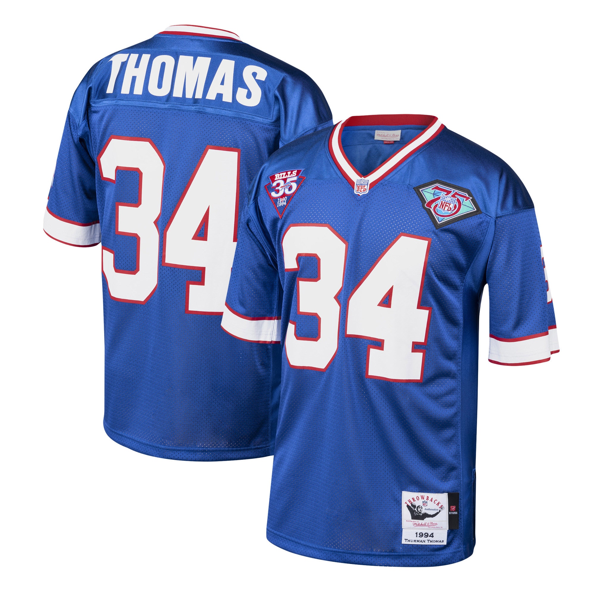 Thurman Thomas Buffalo Bills 1985 Throwback Retired Player Jersey - Royal
