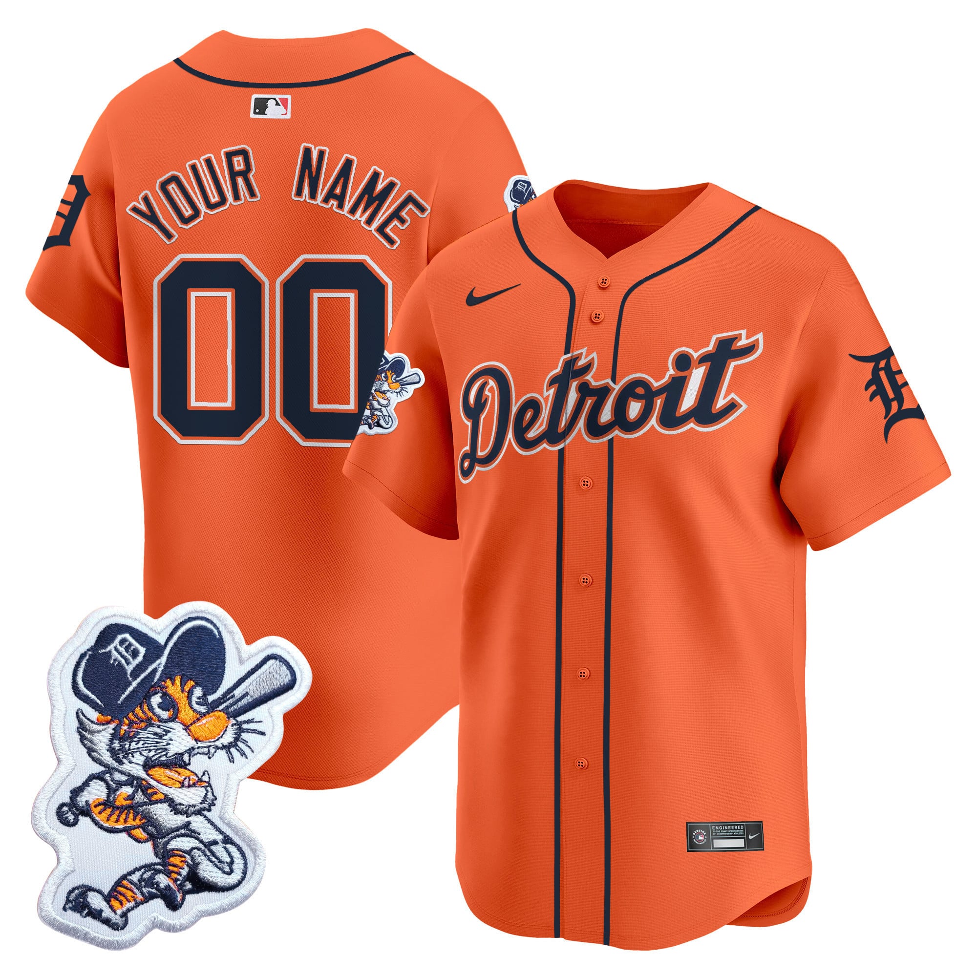 Tigers Orange Alternate Jersey - Nike - Customizable