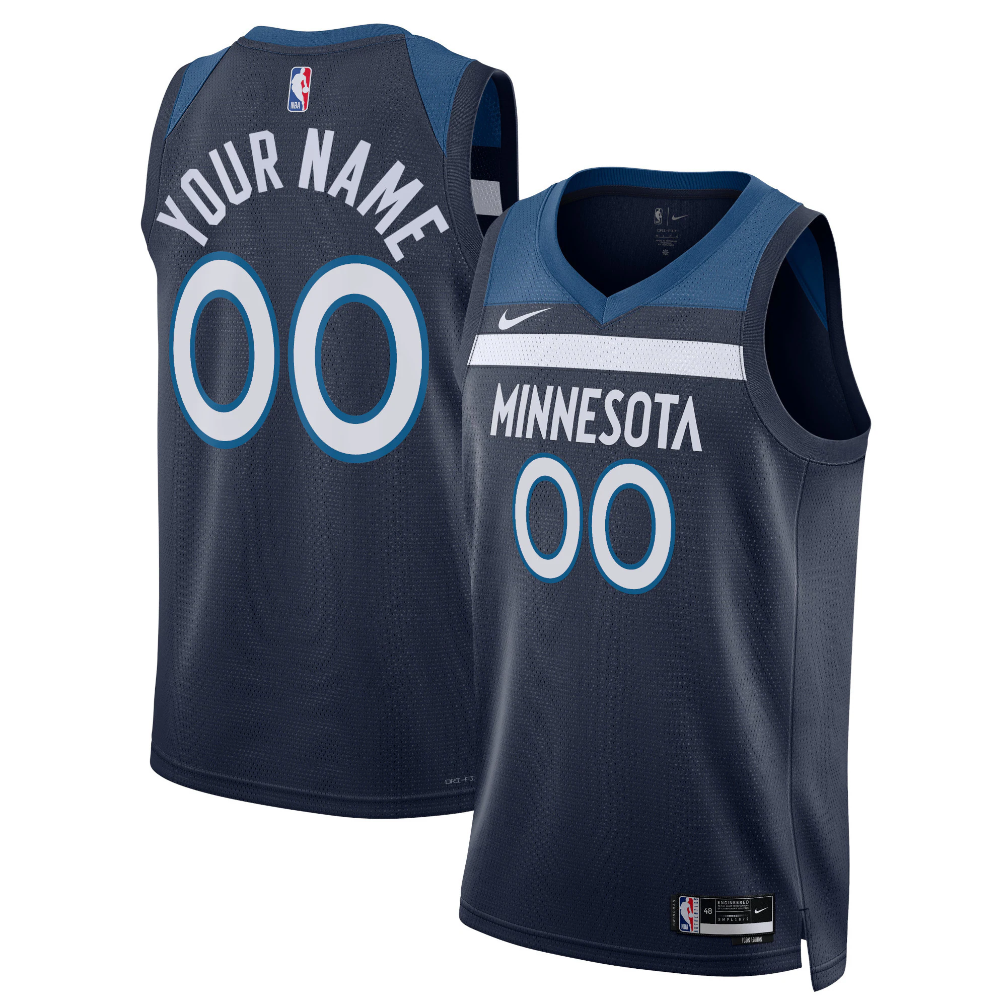 Alternative view of Timberwolves Custom Navy Jersey - Nike - Icon Edition