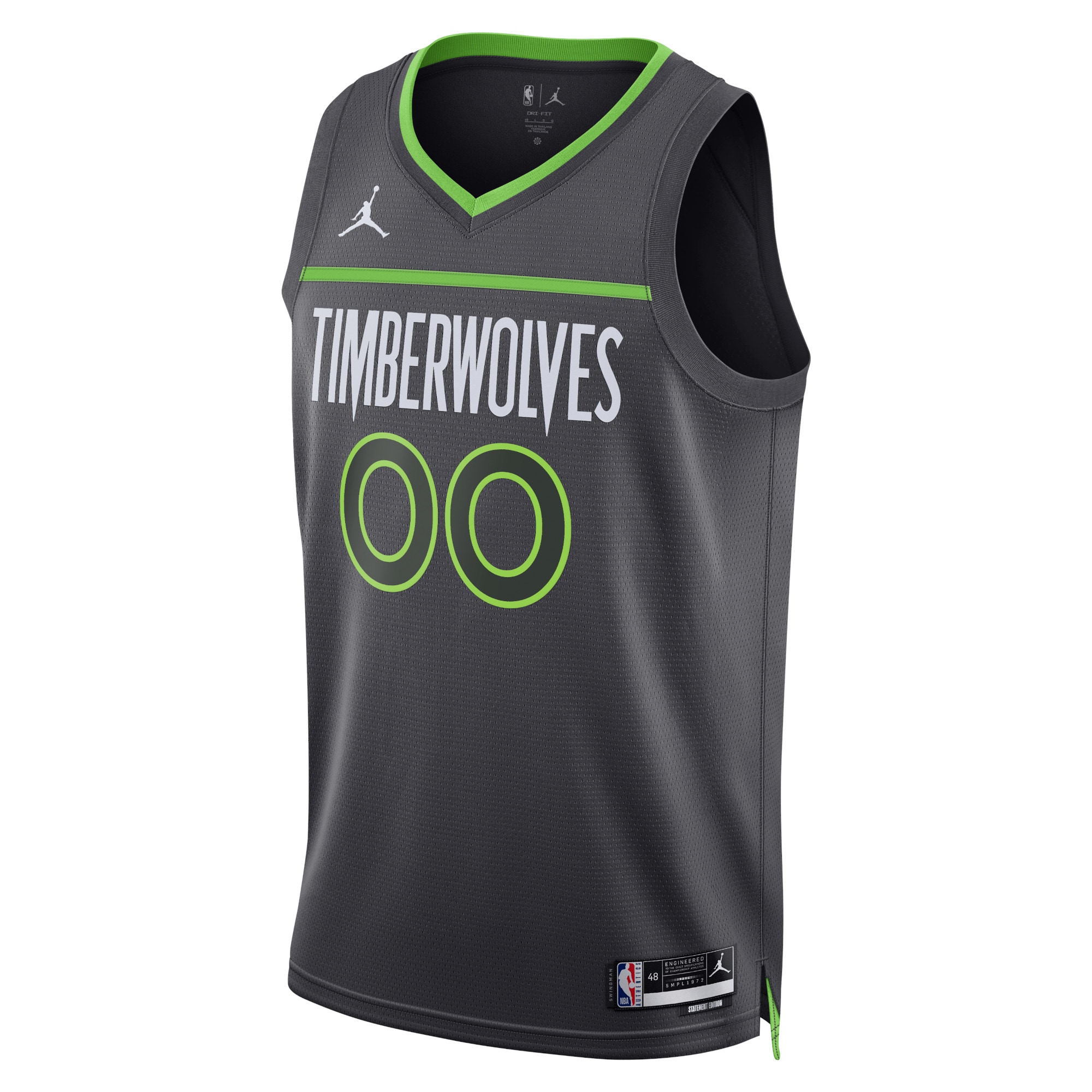 Alternative view of Timberwolves Gray Statement Jersey - Jordan - Custom Name & Number