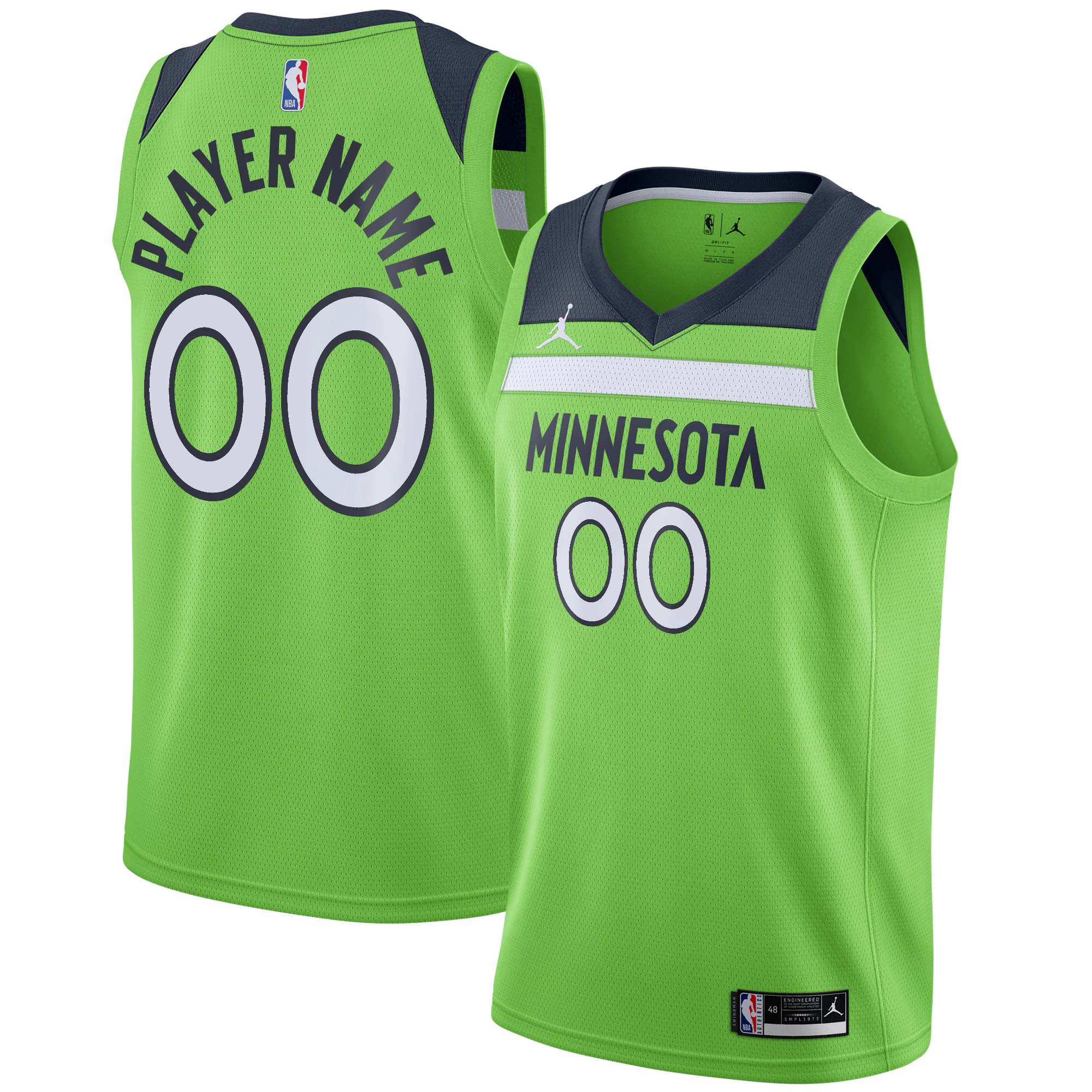 Timberwolves Green Custom Jersey - Jordan Minnesota Timberwolves Green