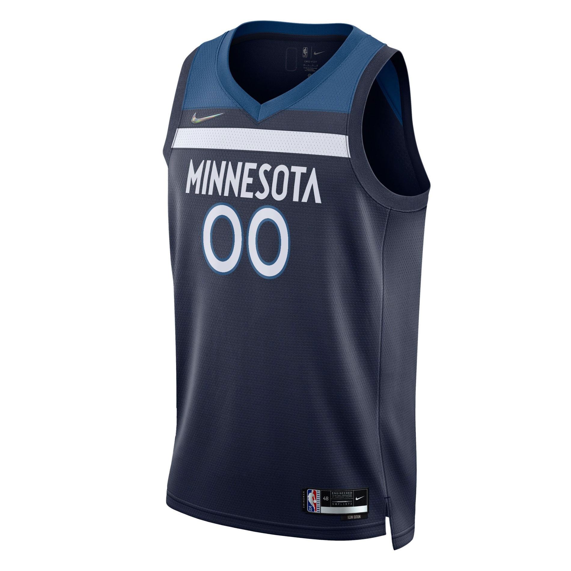 Alternative view of Timberwolves Navy Custom Jersey - Nike - Icon Edition