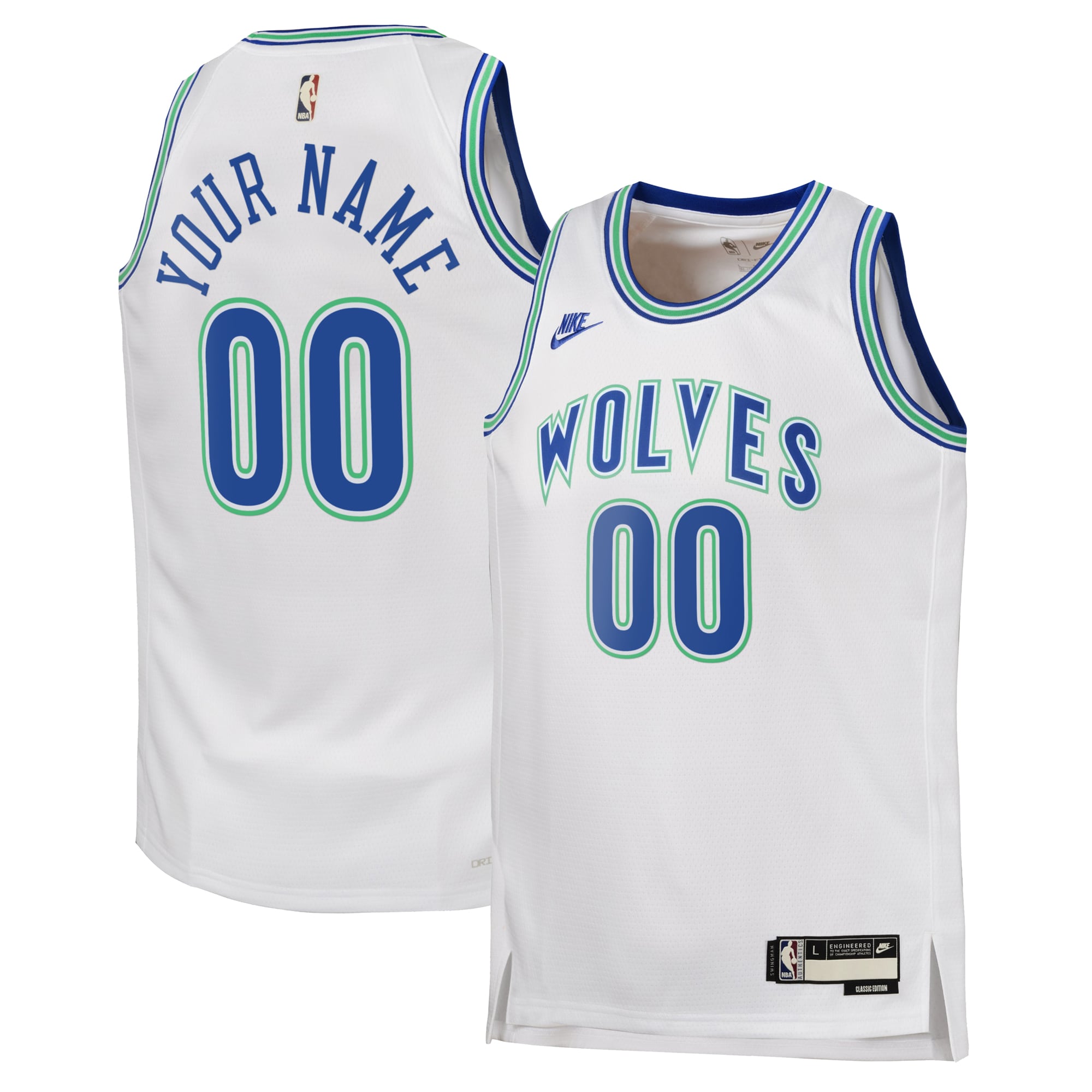 Timberwolves White Custom Jersey nike - Nike Timberwolves White