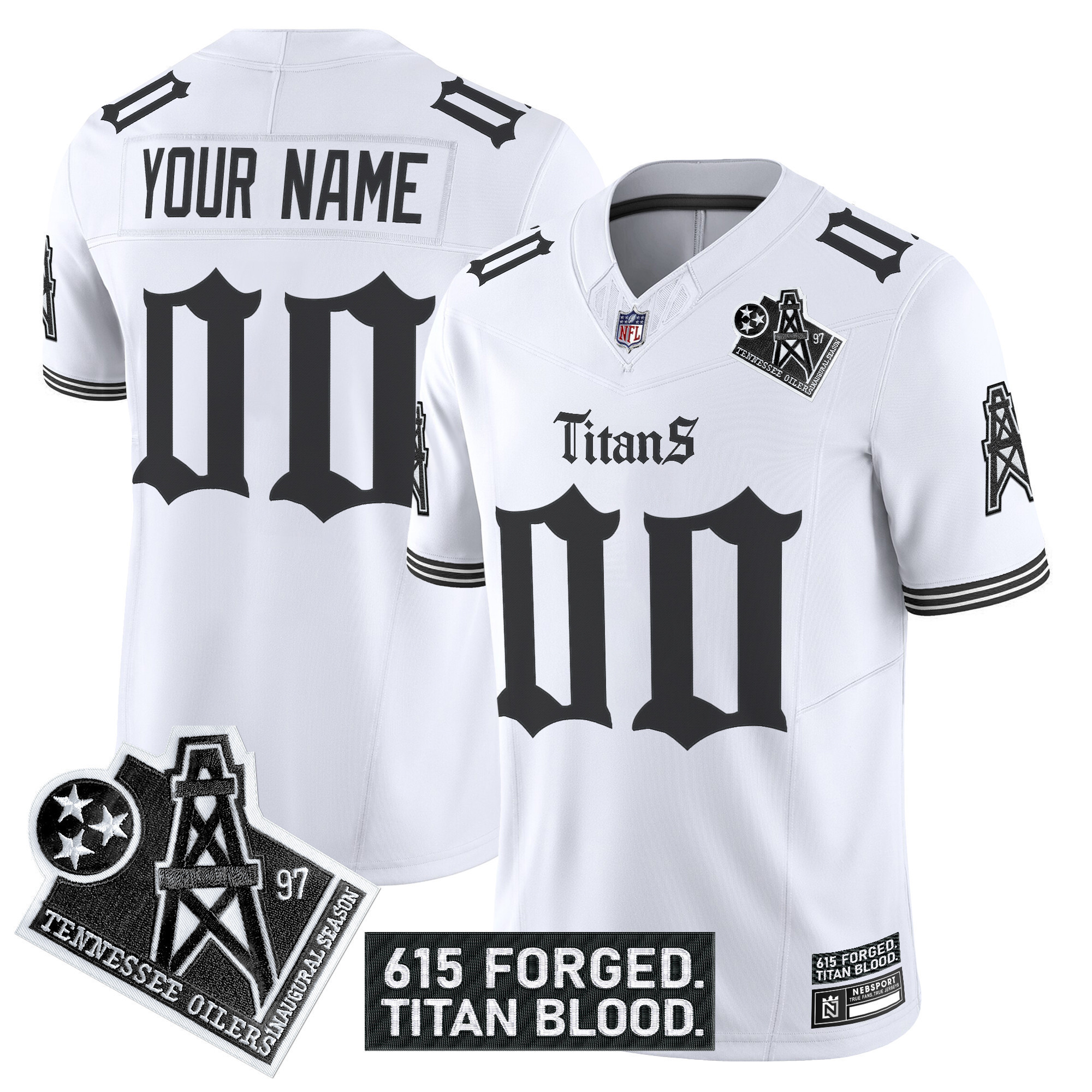 Alternative view of Titans Throwback Black Jersey - Tennessee Oilers Tribute