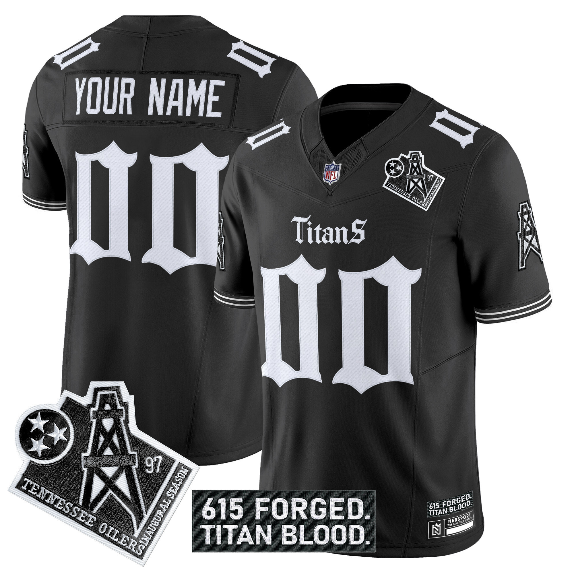 Titans Throwback Black Jersey - Tennessee Oilers Tribute