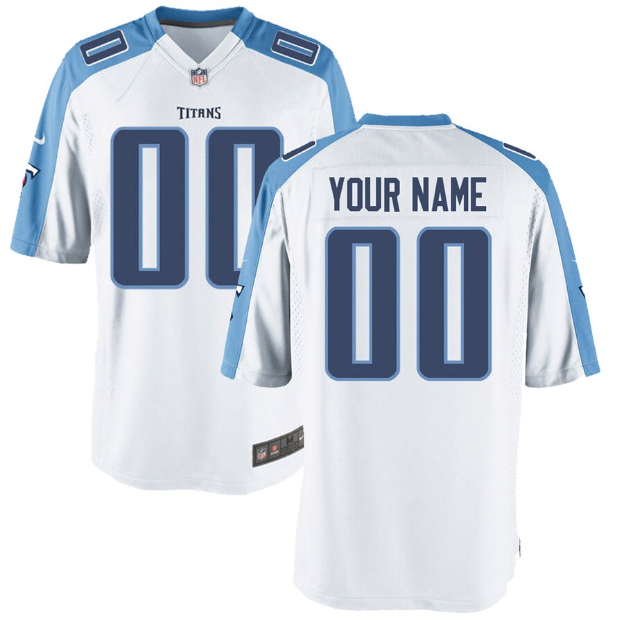 Titans White Blue Custom - Nike Titans White & Blue Custom Jersey