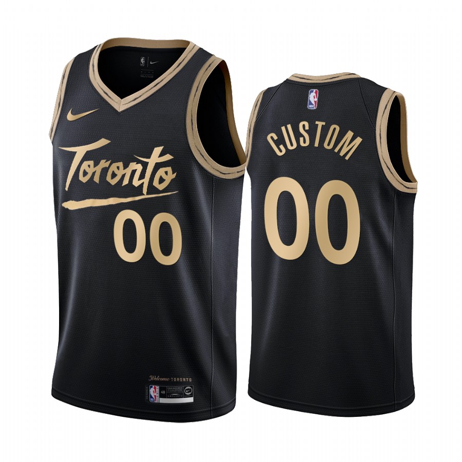 Toronto Raptors Black Custom Jersey - Nike - Gold Trim