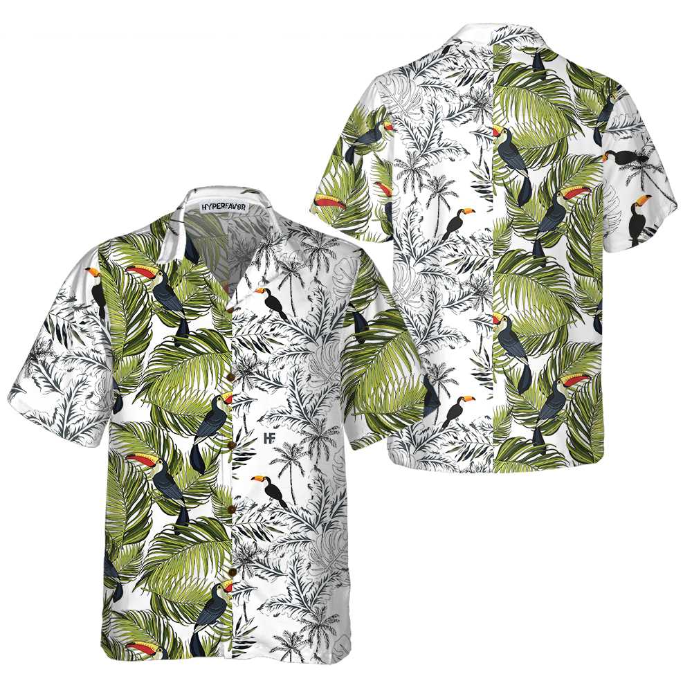 Toucan & Palm Branches Hawaiian Shirt, Tropical Toucan Shirt For Adults, Cool Toucan Print Shirt