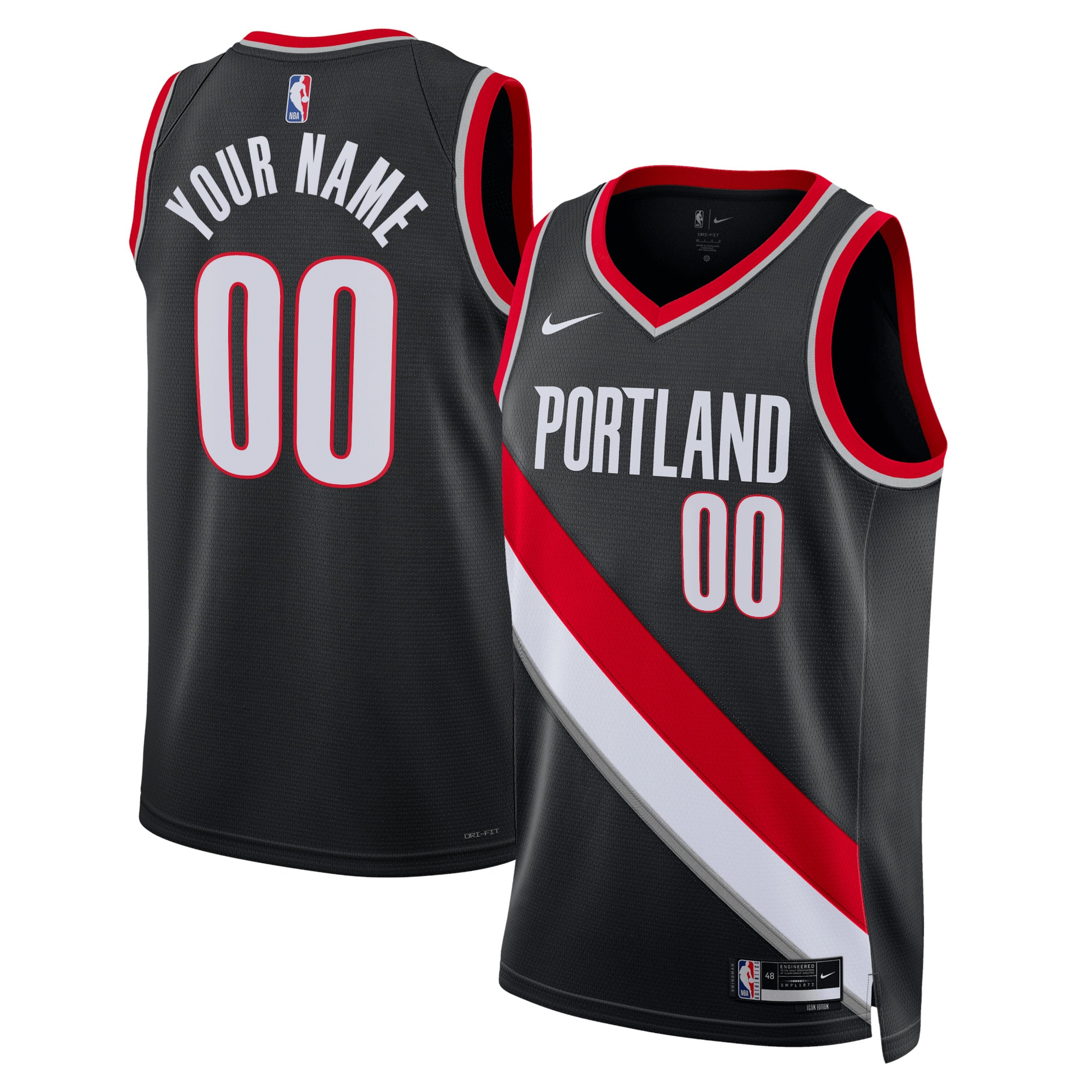 Trail Blazers Black Custom Jersey - Nike Portland Trail Blazers Black
