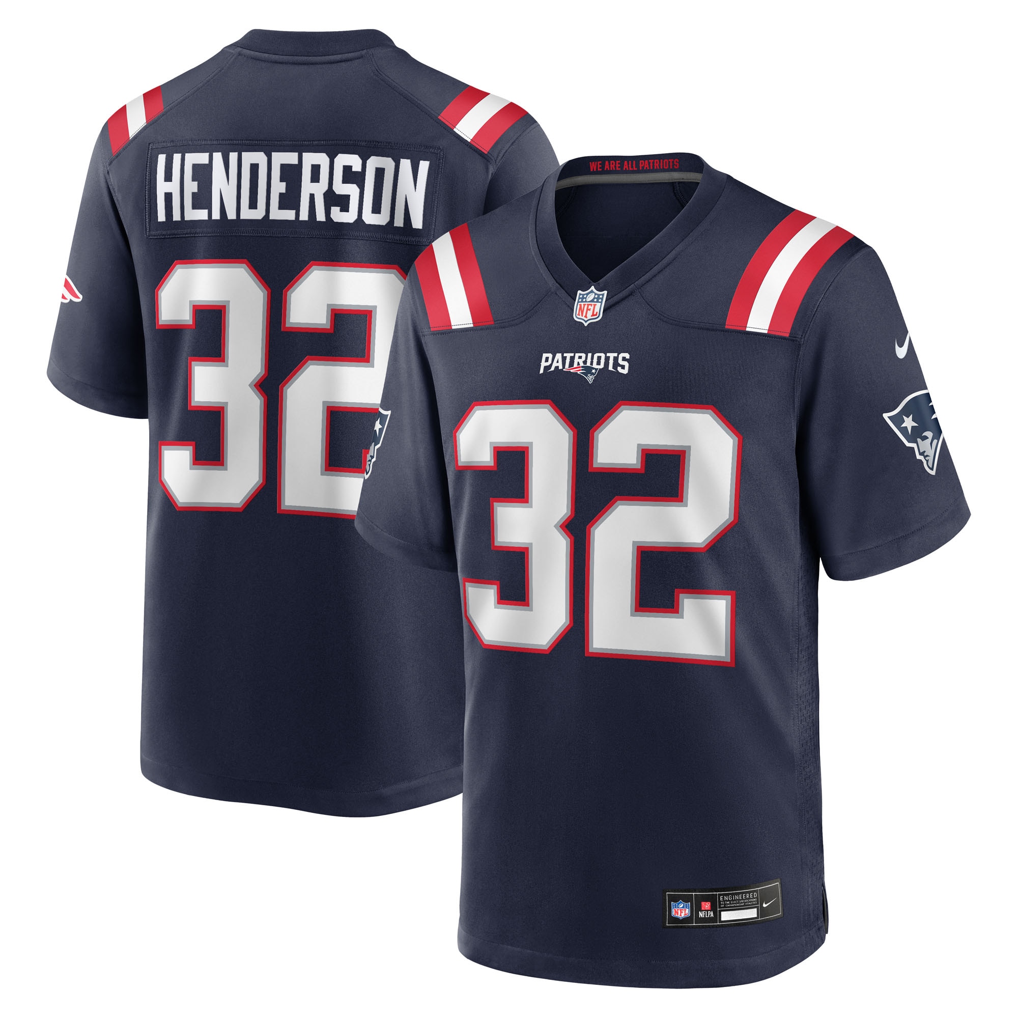 TreVeyon Henderson New England Patriots 2025 Draft Game Jersey - Navy