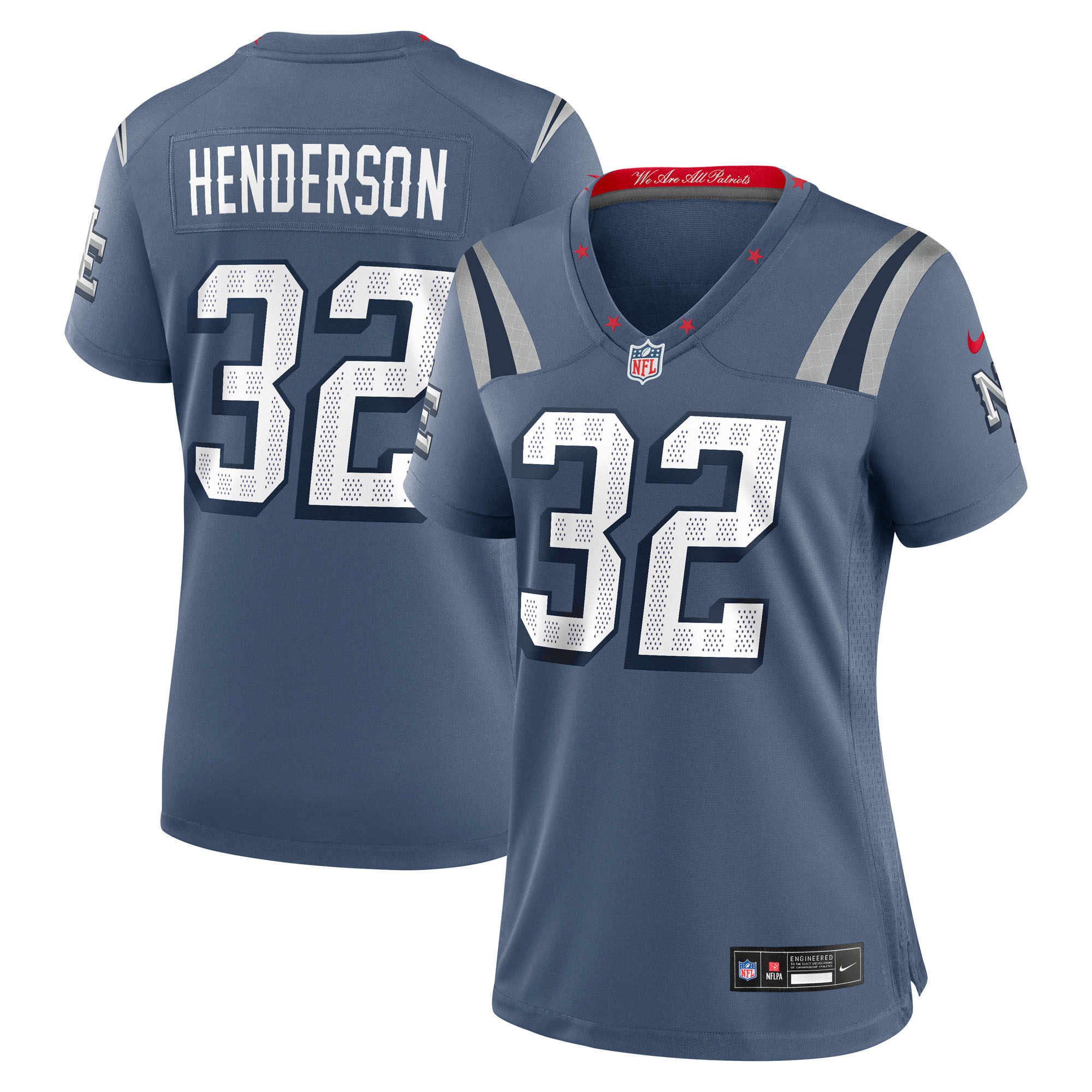 TreVeyon Henderson New England Patriots Women's 2025 Rivalries Collection Game Jersey - Storm Blue