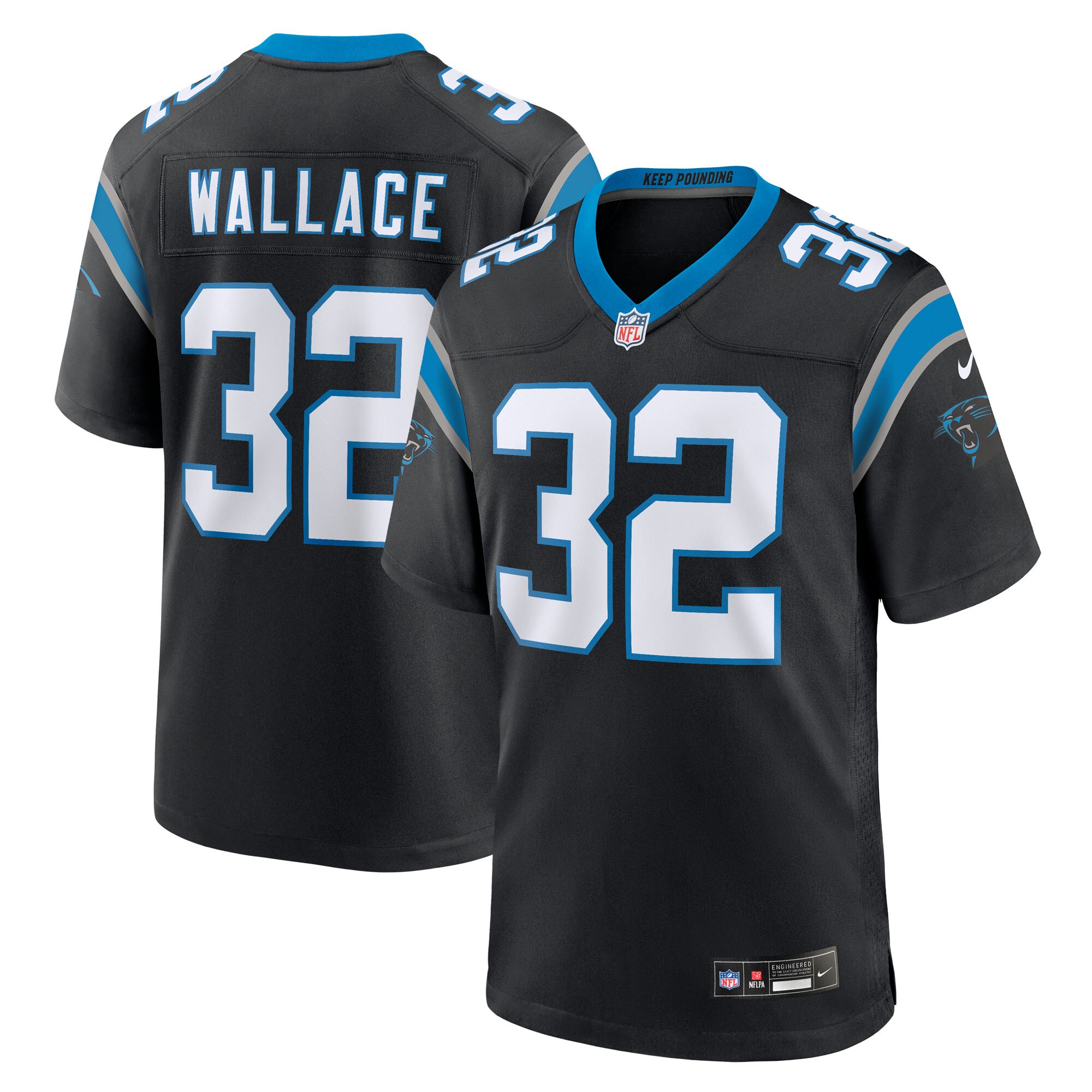 Trevin Wallace Carolina Panthers Team Game Jersey - Black