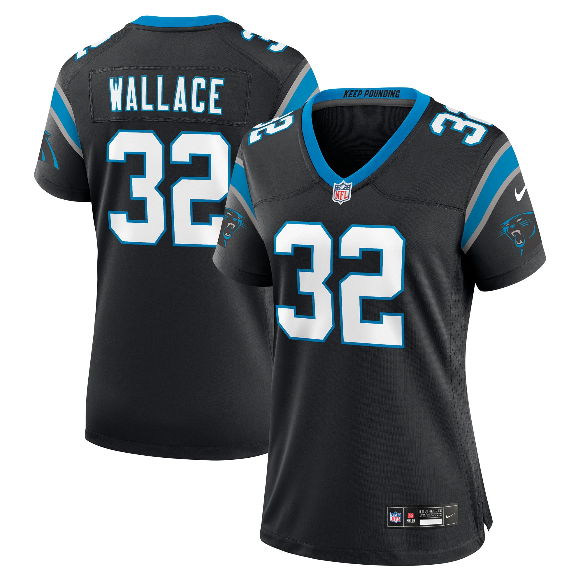 Trevin Wallace Carolina Panthers Women's Team Game Jersey - Black