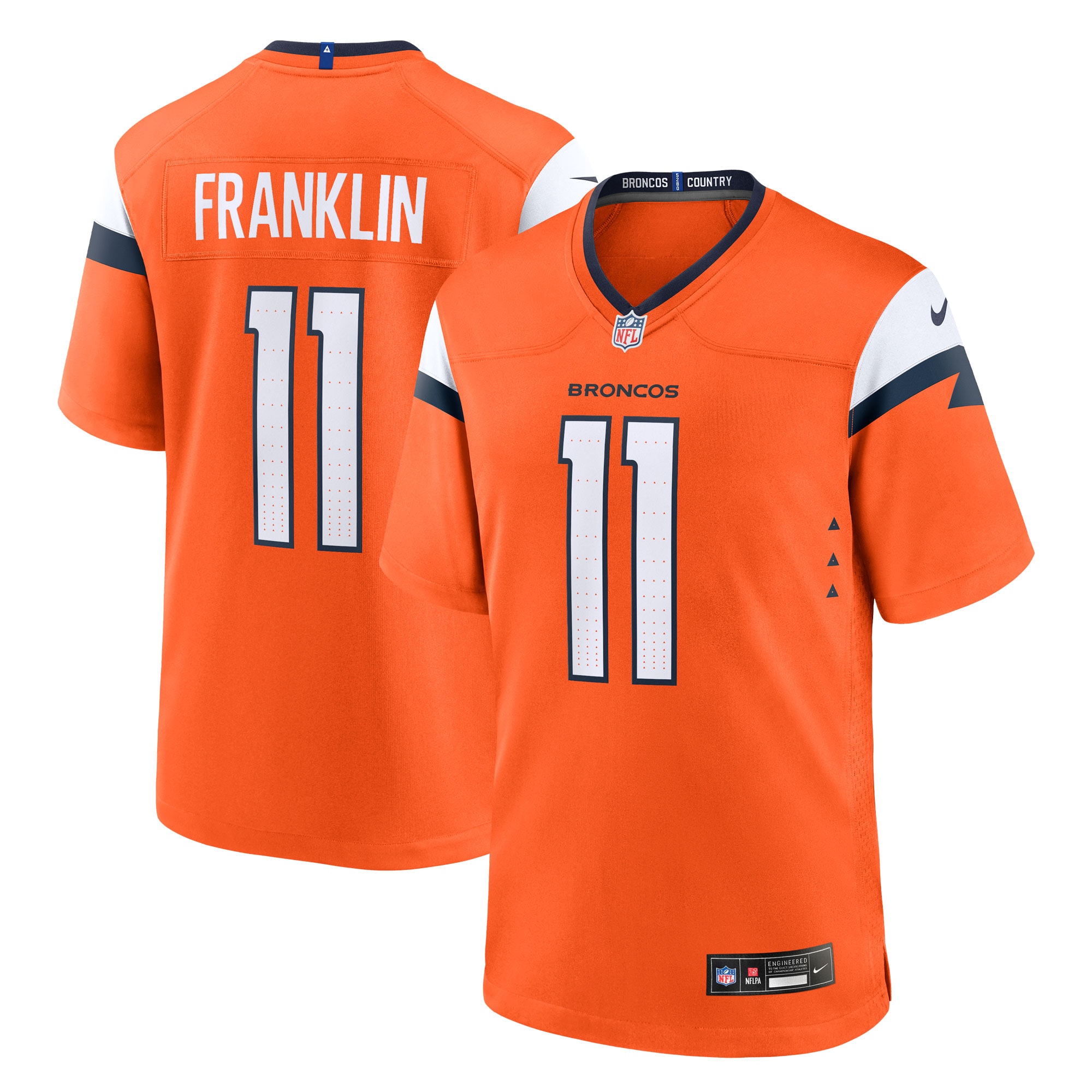 Troy Franklin Denver Broncos Team Game Jersey - Orange