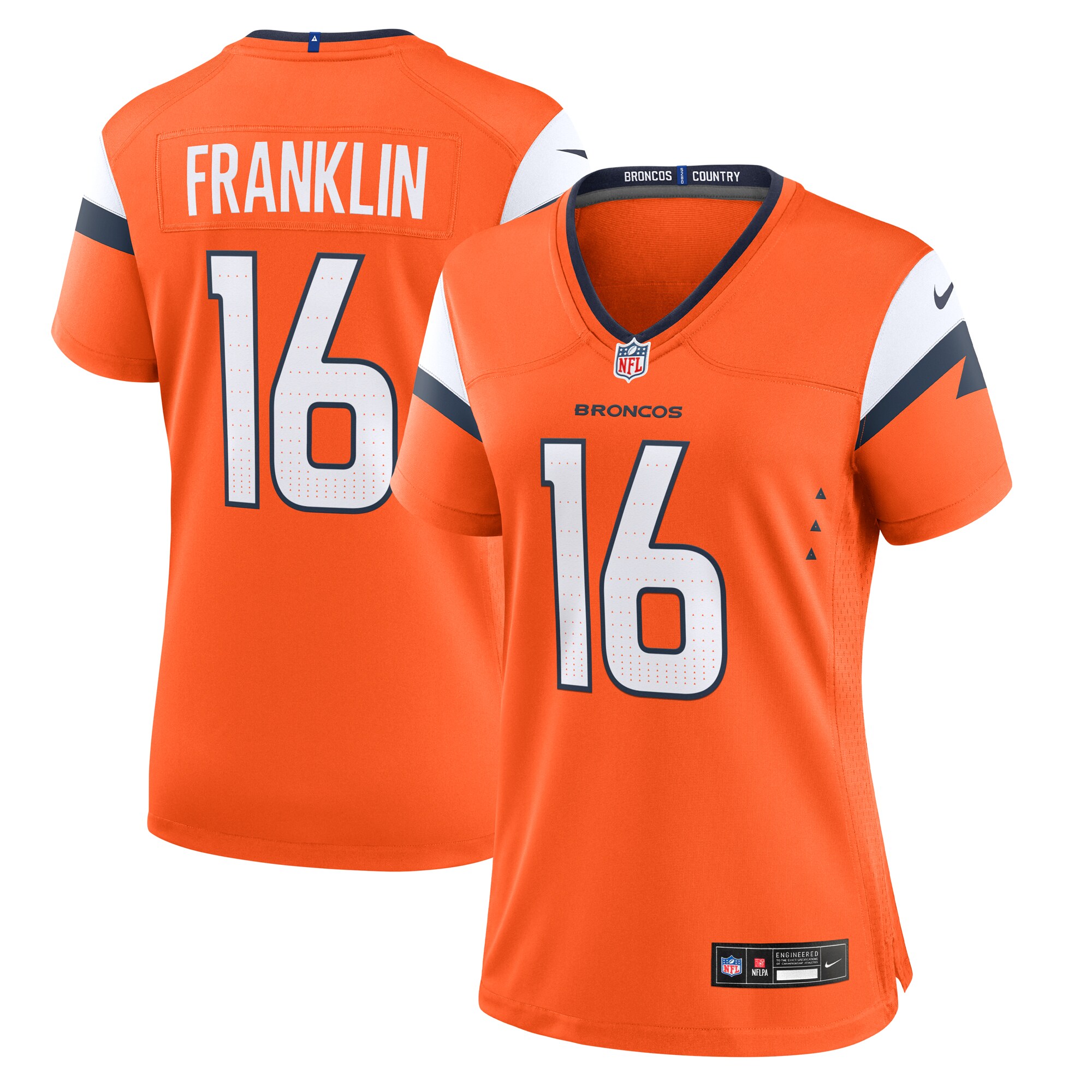 Troy Franklin Denver Broncos Women's Team Game Jersey - Orange