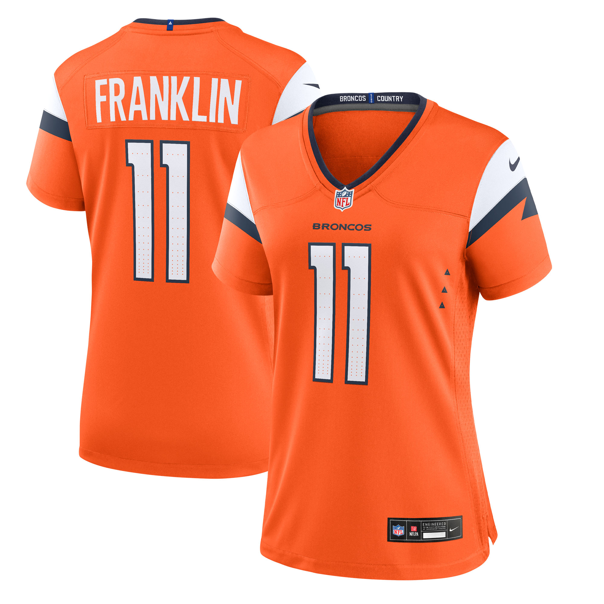 Troy Franklin Denver Broncos Women's Team Game Jersey - Orange