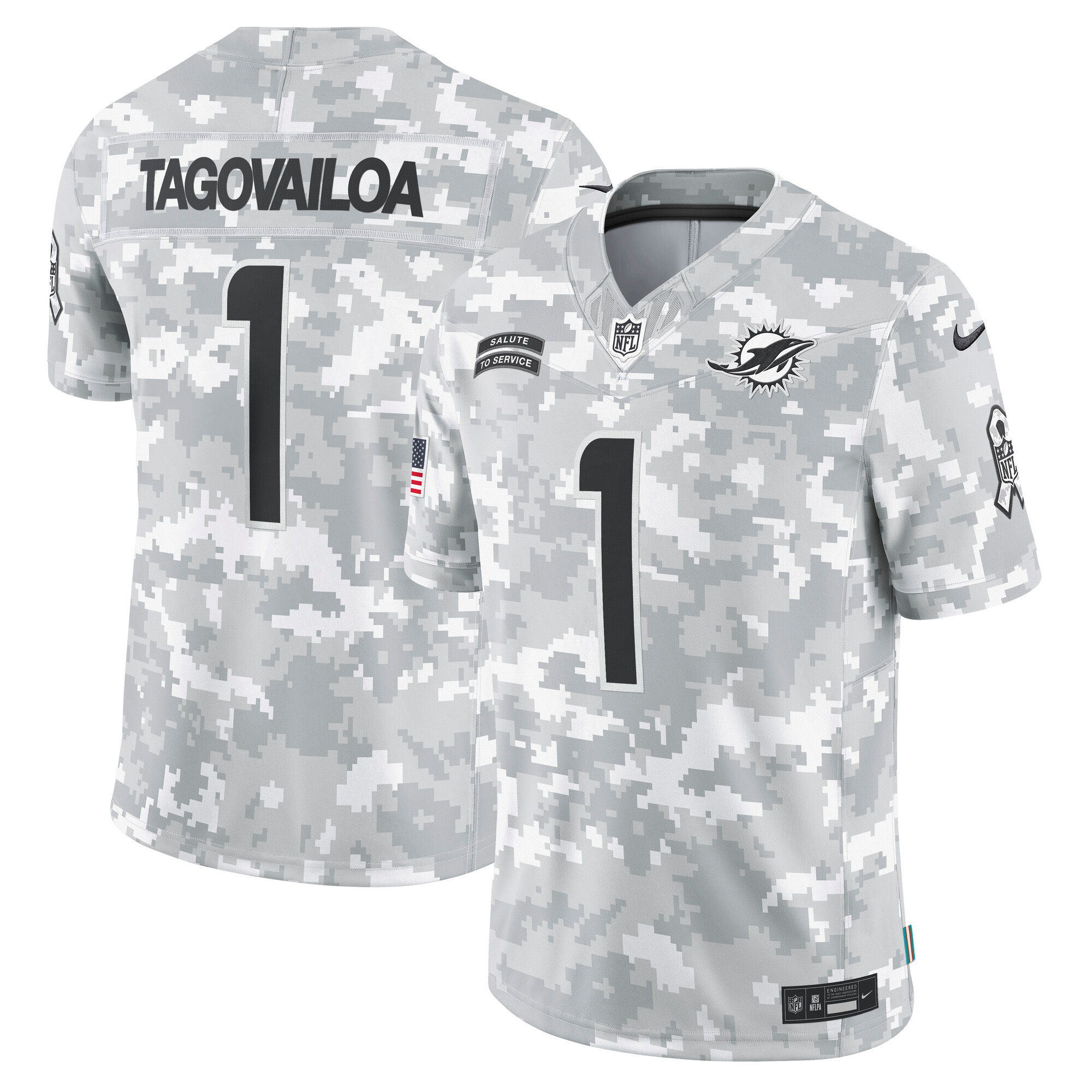 Tua Tagovailoa Miami Dolphins 2024 Salute to Service Limited Jersey - Arctic Camo