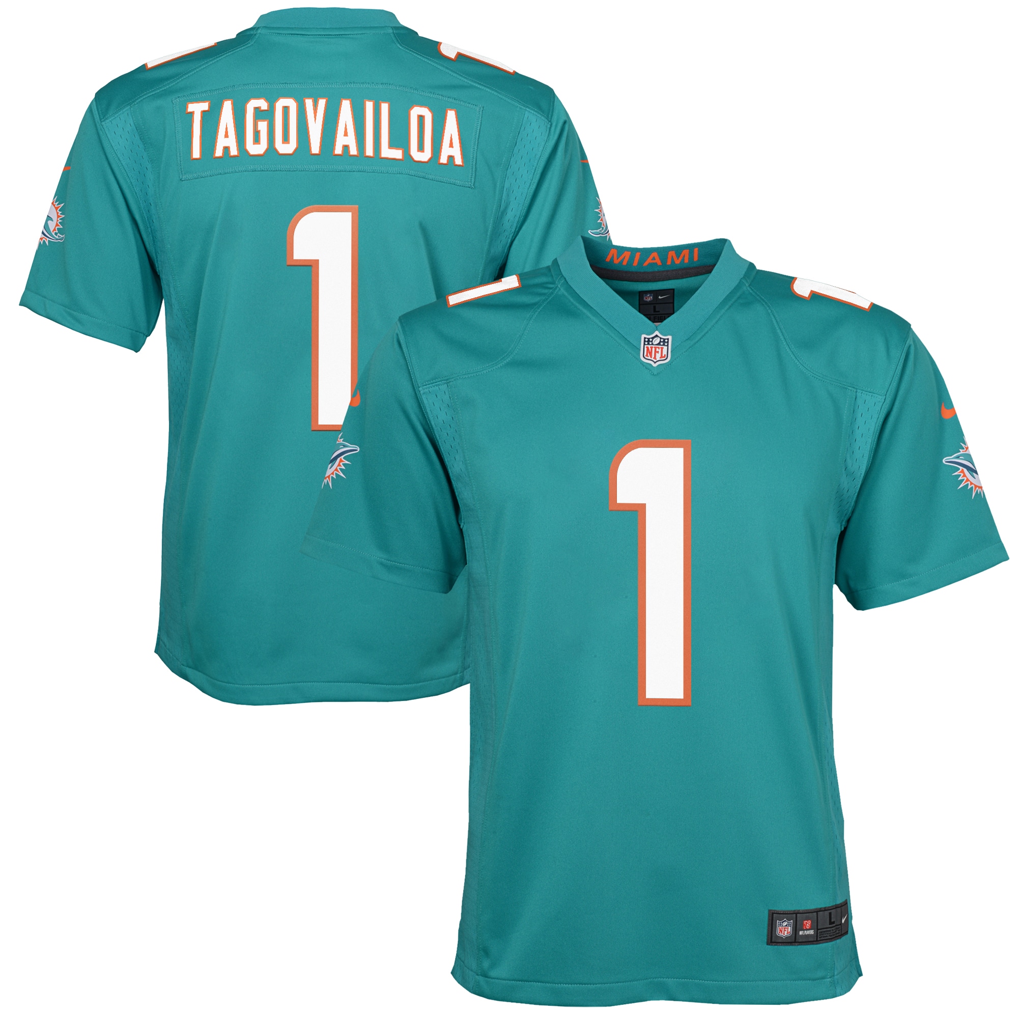 Tua Tagovailoa Miami Dolphins Youth Game Jersey - Aqua