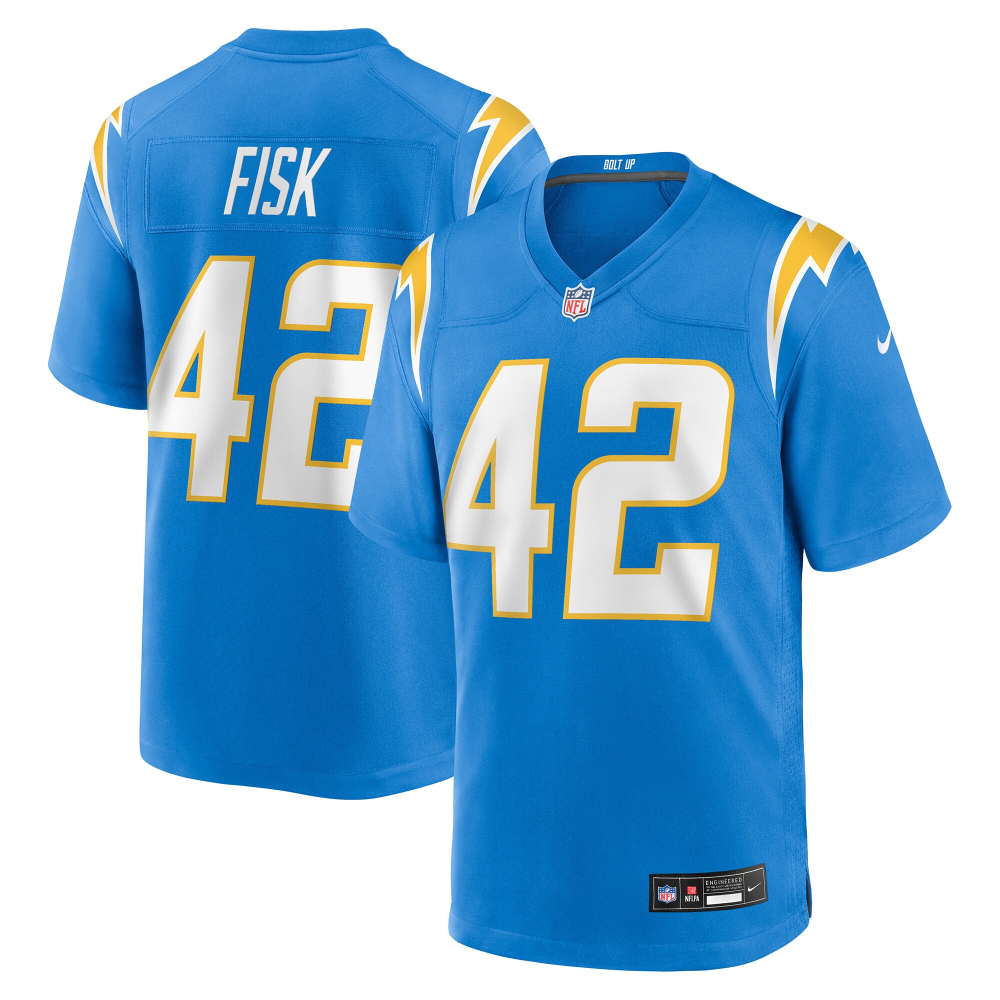 Tucker Fisk Los Angeles Chargers Team Game Jersey - Powder Blue