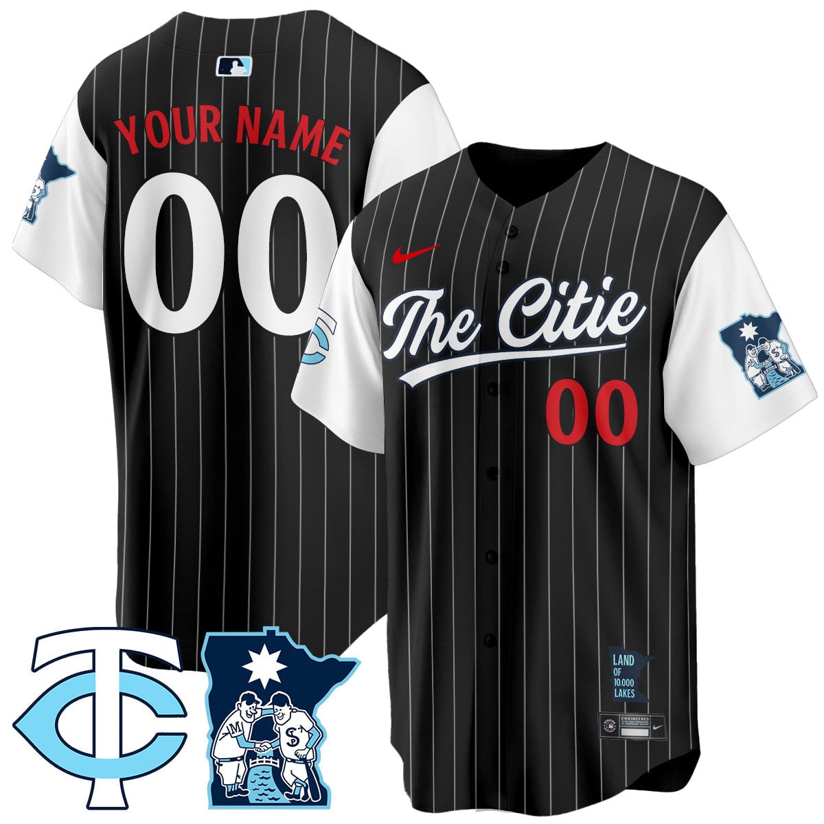 Alternative view of Twins ‘The Citie’ Jersey - Nike White Pinstripe Custom