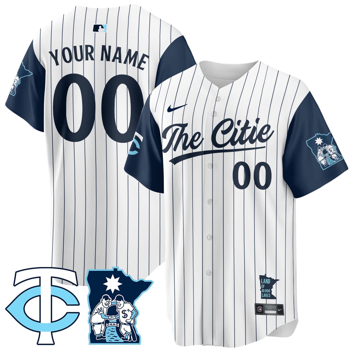 Twins ‘The Citie’ Jersey - Nike White Pinstripe Custom