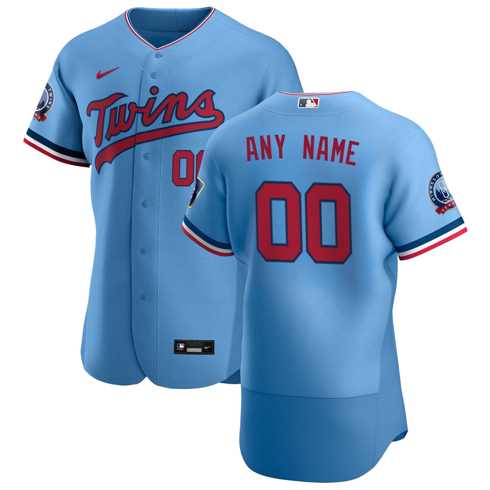Twins Light Blue Custom Jersey - Nike MLB Personalized
