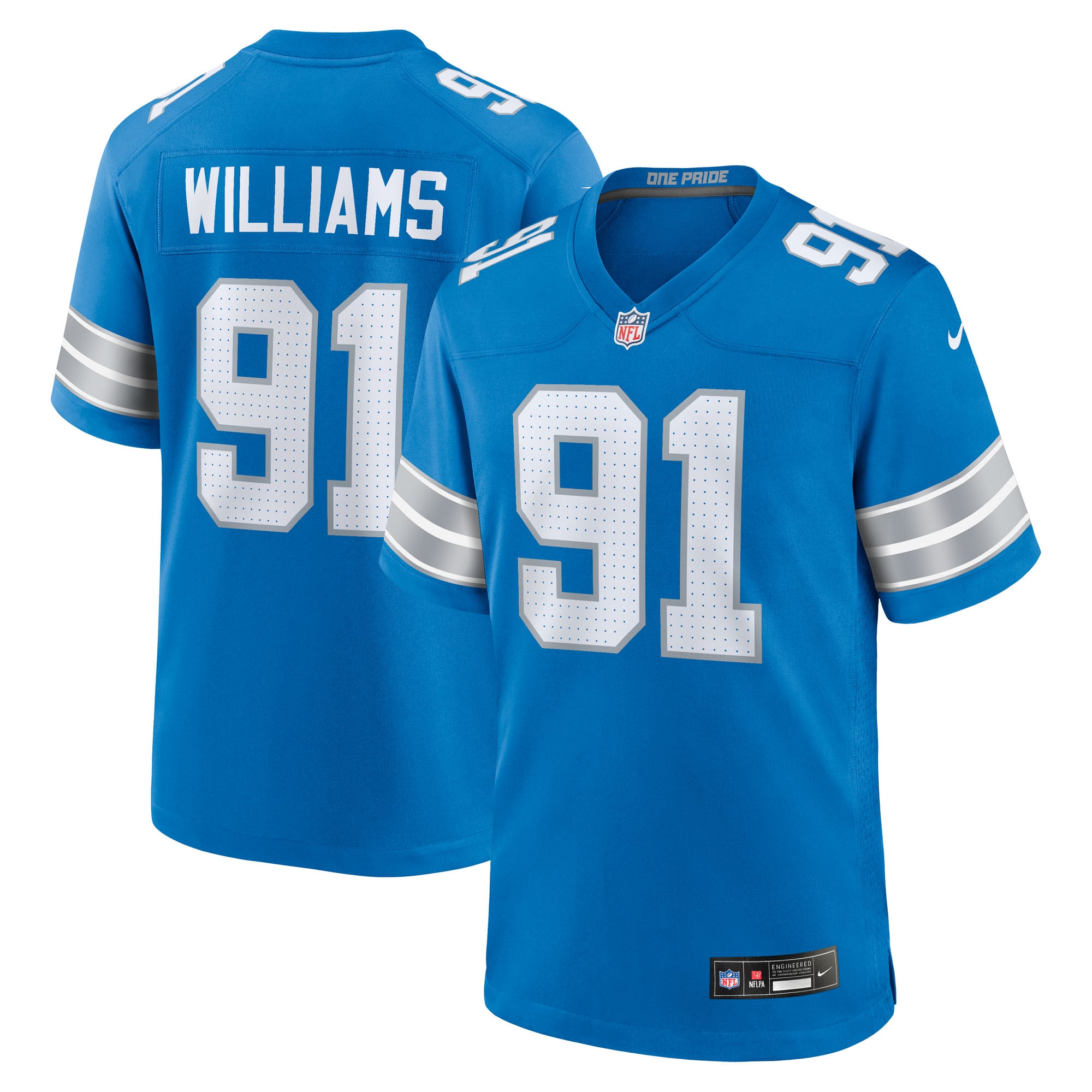 Tyleik Williams Detroit Lions Team Game Jersey - Blue