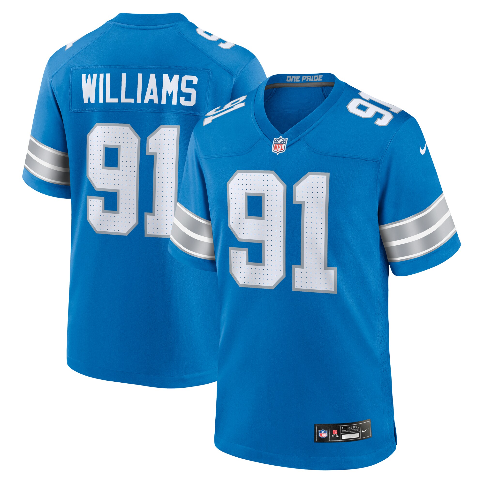 Tyleik Williams Detroit Lions Team Game Jersey - Blue