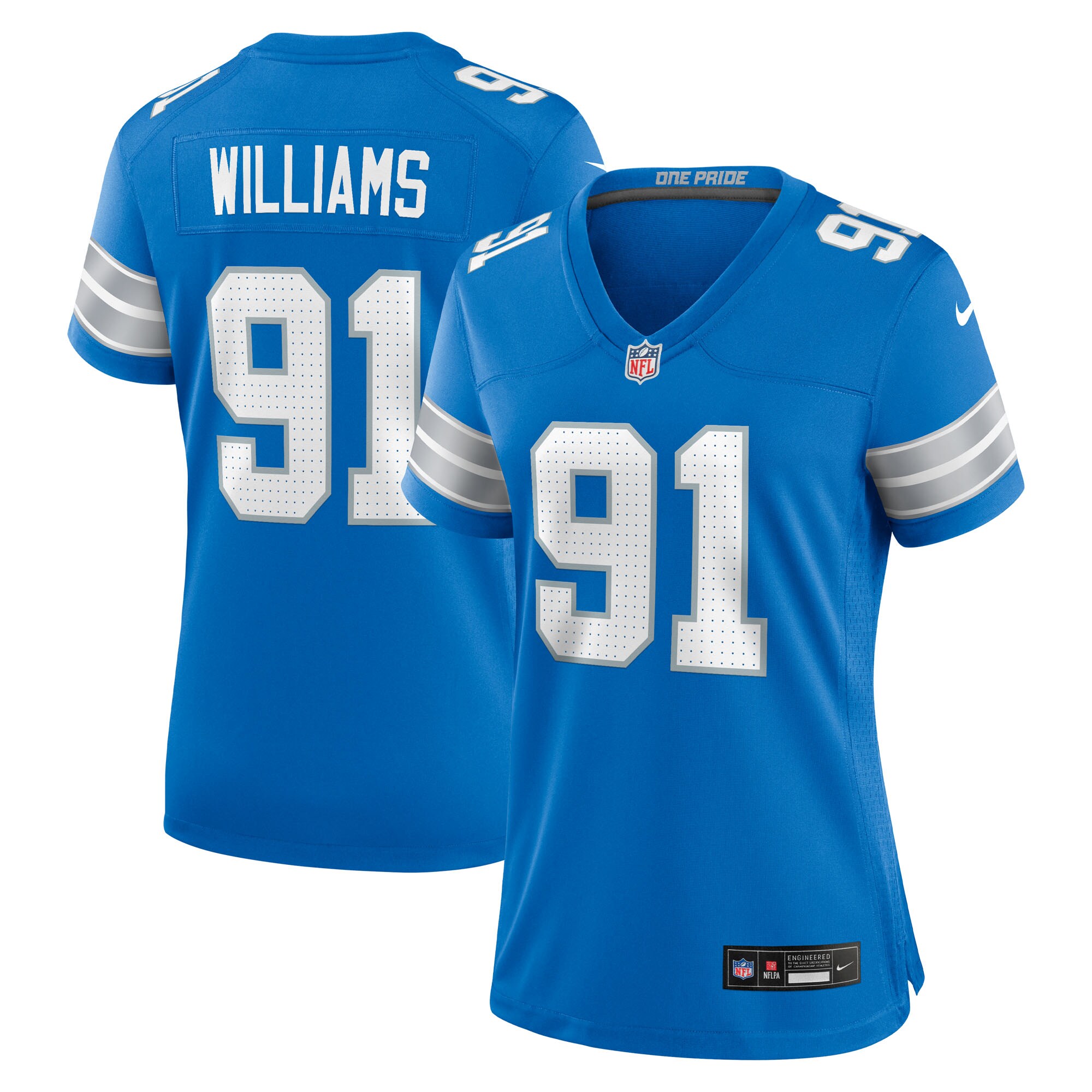 Tyleik Williams Detroit Lions Women's Team Game Jersey - Blue