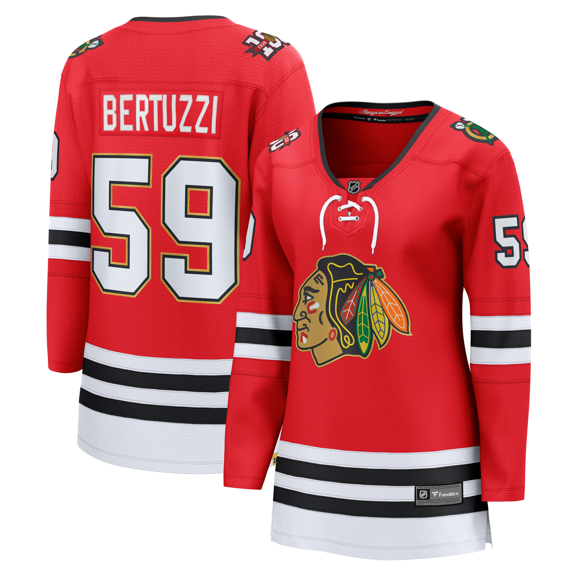Tyler Bertuzzi Chicago Blackhawks Fanatics Women's Centennial Breakaway Player Jersey - Red