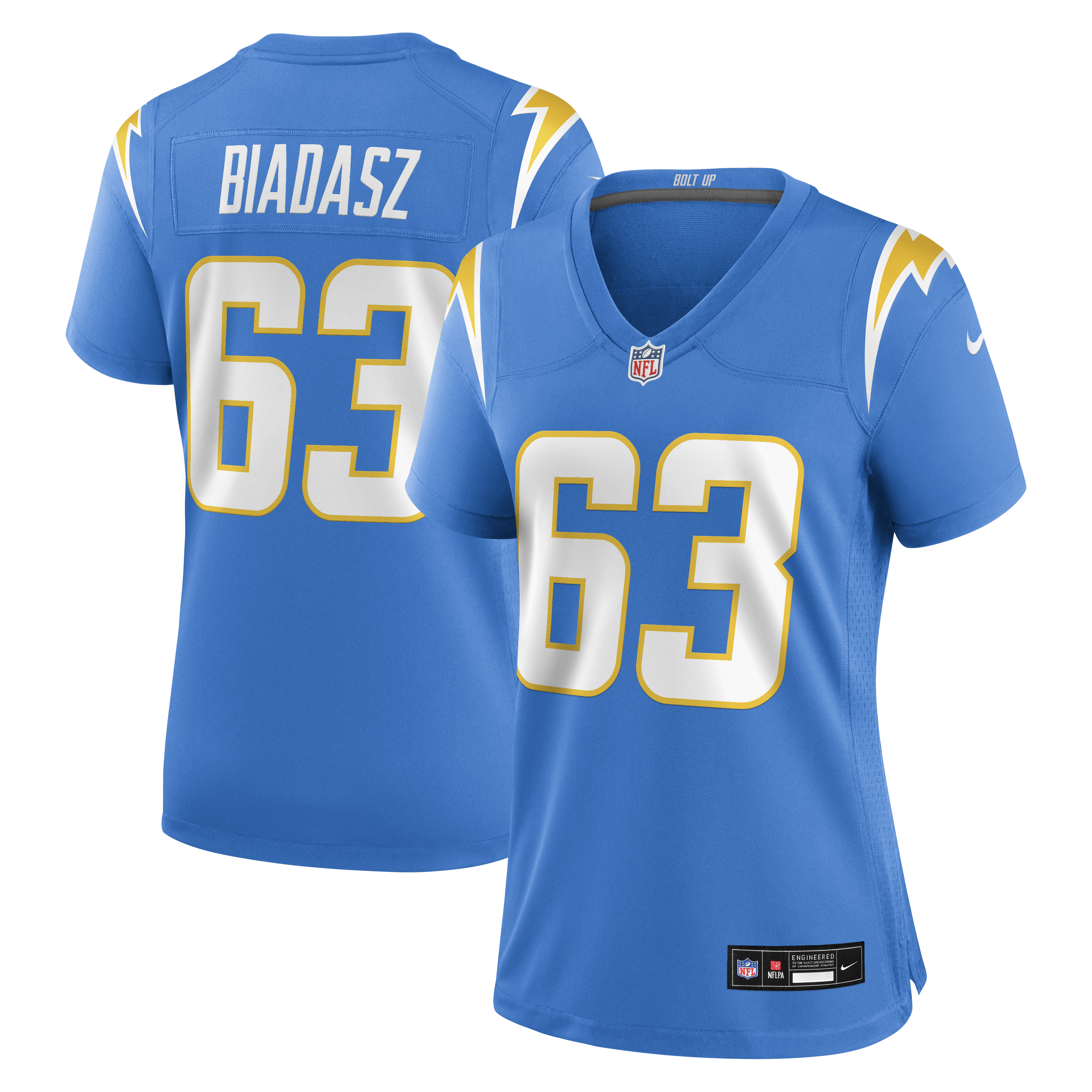 Tyler Biadasz Los Angeles Chargers Women's Team Game Jersey - Powder Blue